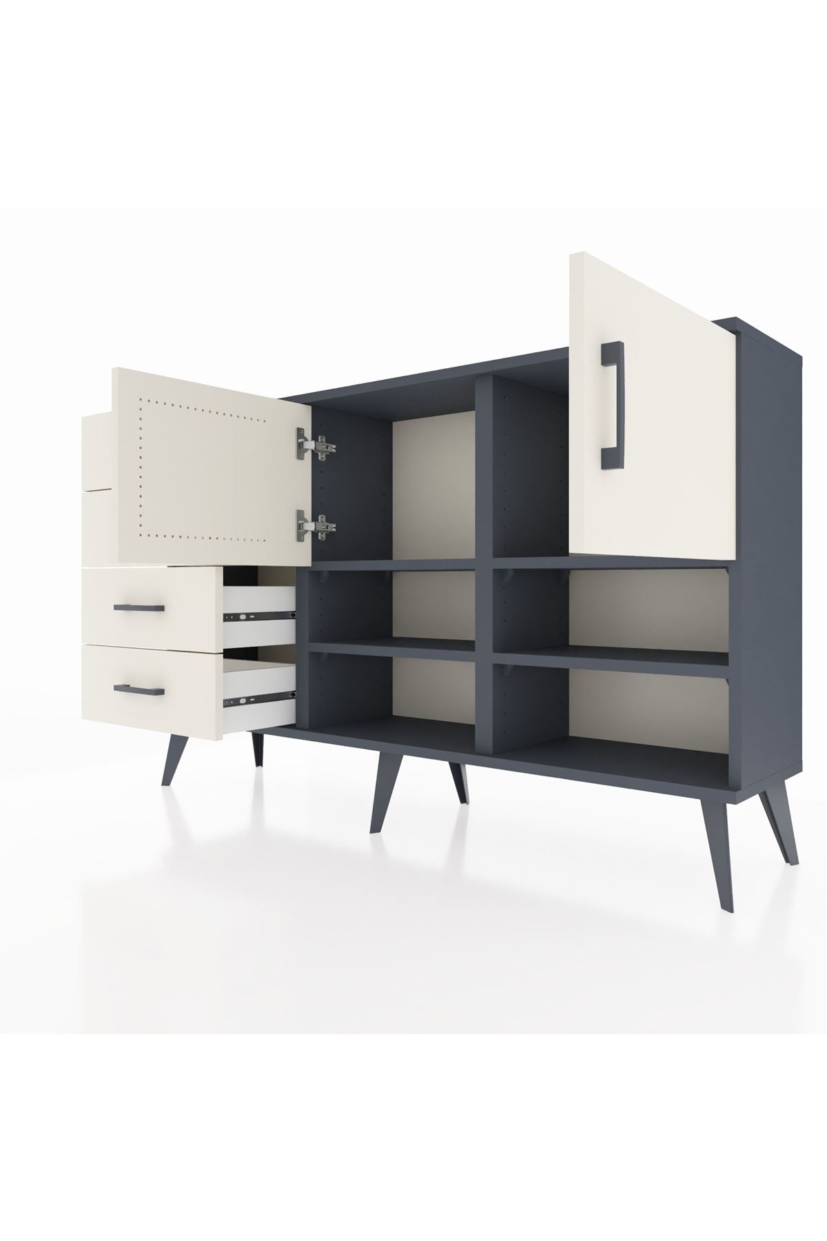 Arges Konsol 4 Raflı 4 Çekmeceli 2 Kapaklı 132x30x83 - S144M031V13A