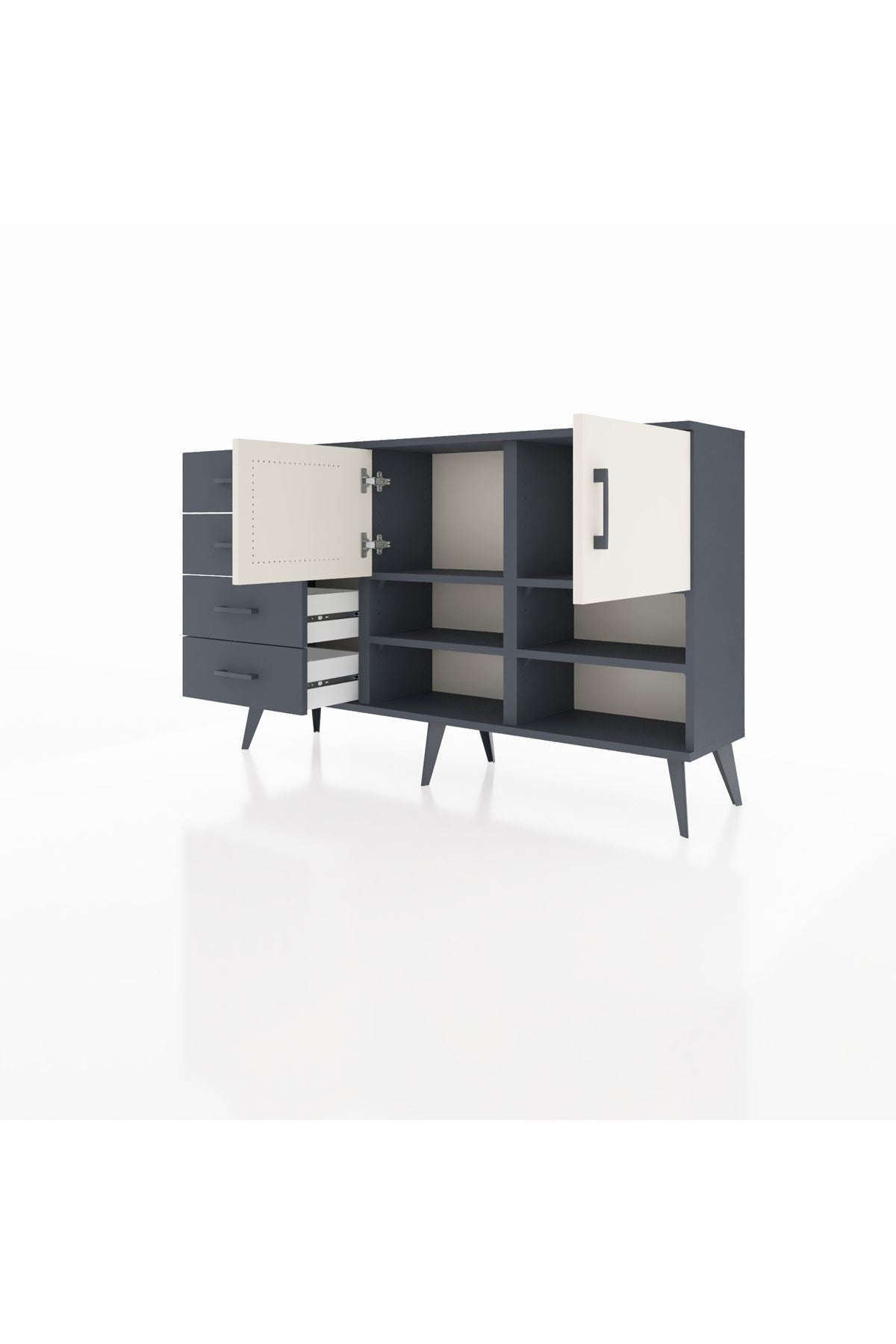 Arges Konsol 4 Raflı 4 Çekmeceli 2 Kapaklı 132x30x83 - S144M031V14A