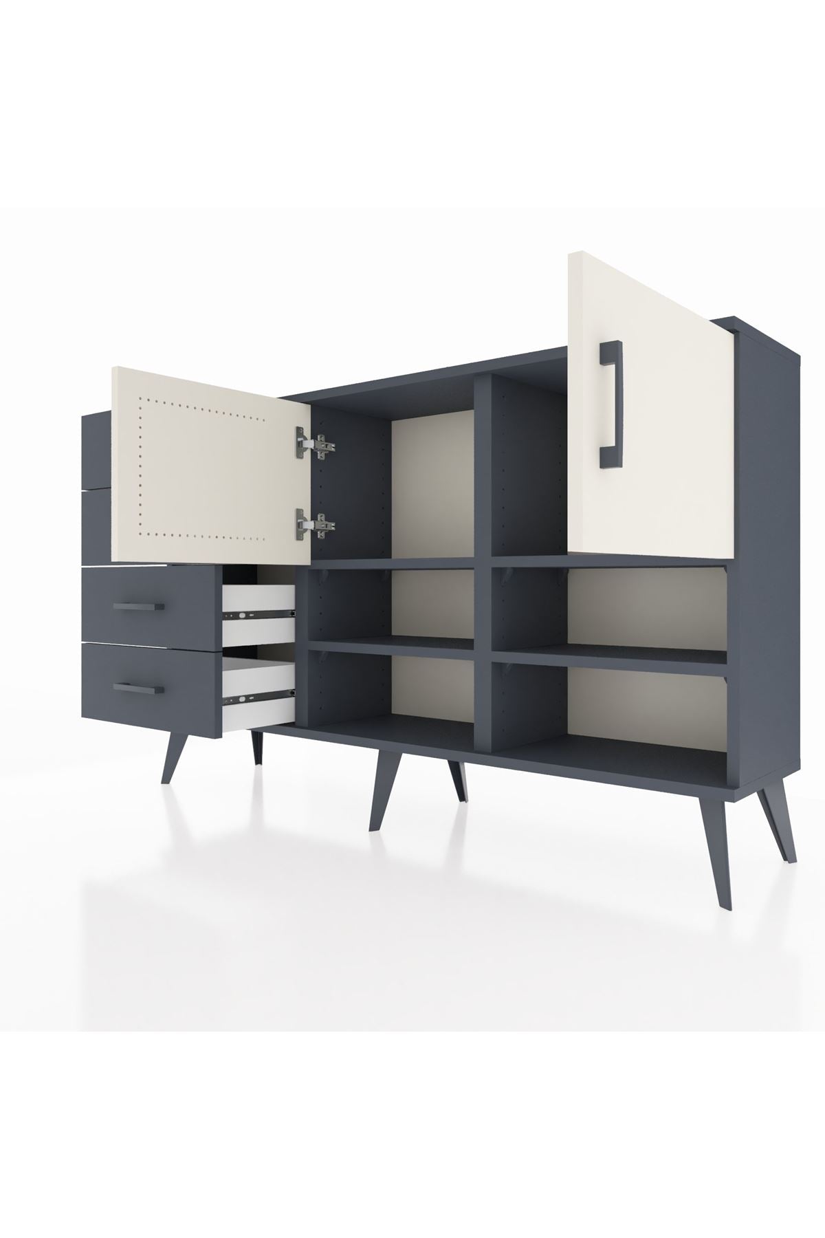 Arges Konsol 4 Raflı 4 Çekmeceli 2 Kapaklı 132x30x83 - S144M031V14A