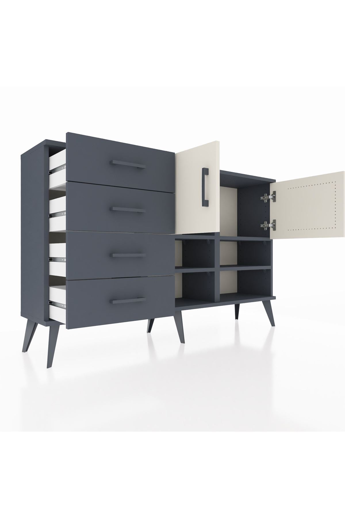 Arges Konsol 4 Raflı 4 Çekmeceli 2 Kapaklı 132x30x83 - S144M031V14A