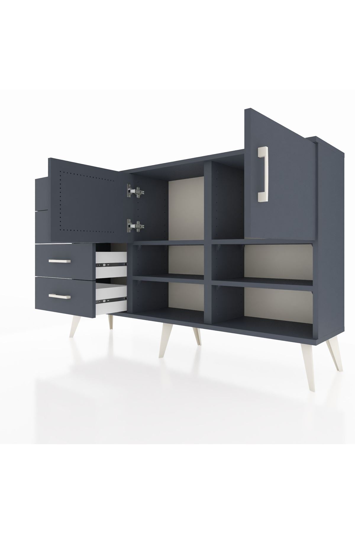 Arges Konsol 4 Raflı 4 Çekmeceli 2 Kapaklı 132x30x83 - S144M031V17A