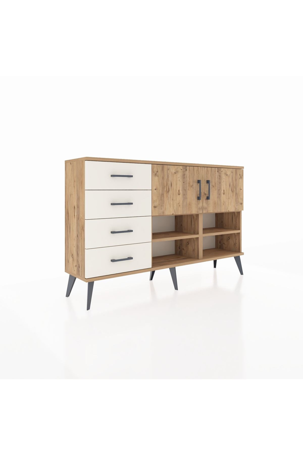 Arges Konsol 4 Raflı 4 Çekmeceli 2 Kapaklı 132x30x83 - S144M031V19A