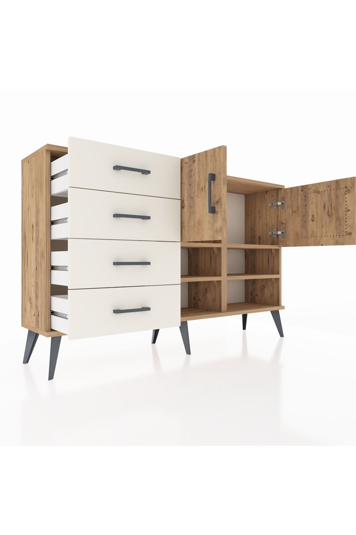 Arges Konsol 4 Raflı 4 Çekmeceli 2 Kapaklı 132x30x83 - S144M031V19A