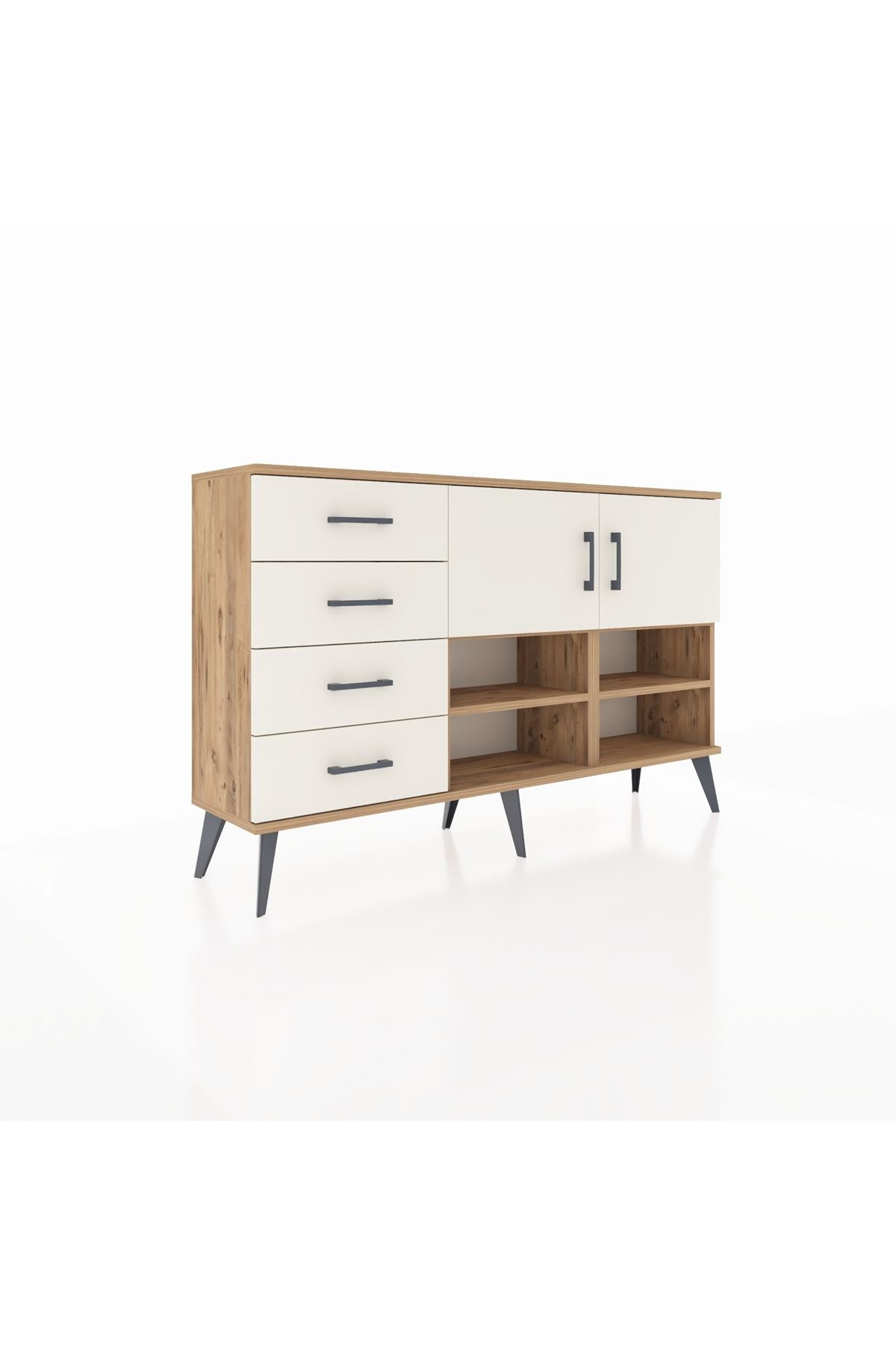 Arges Konsol 4 Raflı 4 Çekmeceli 2 Kapaklı 132x30x83 - S144M031V22A