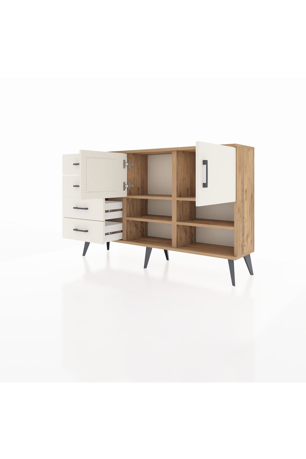 Arges Konsol 4 Raflı 4 Çekmeceli 2 Kapaklı 132x30x83 - S144M031V22A