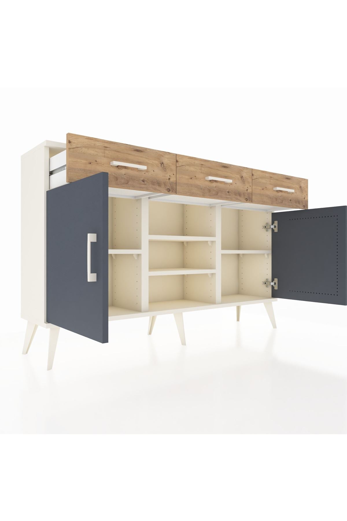 Arges Konsol 4 Raflı 3 Çekmeceli 2 Kapaklı 132x30x83 - S144M021V09A