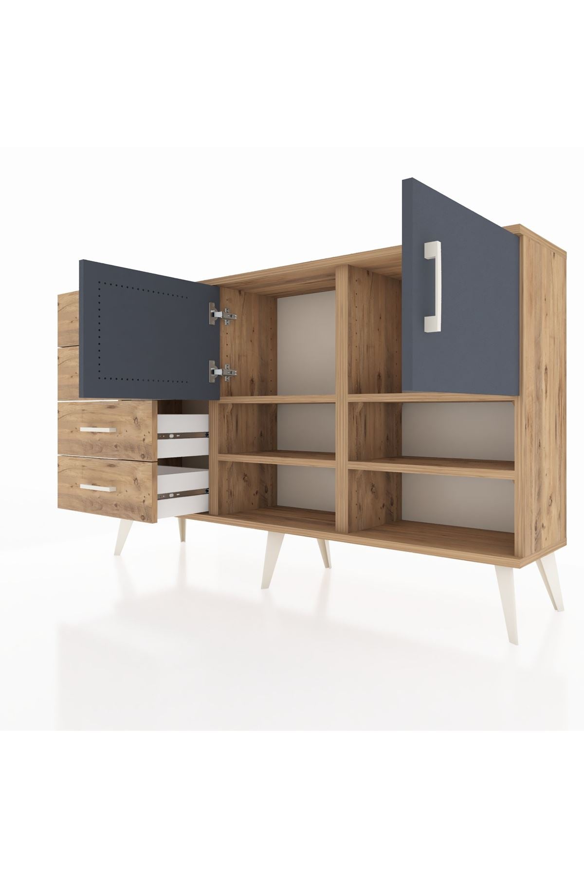 Arges Konsol 4 Raflı 4 Çekmeceli 2 Kapaklı 132x30x83 - S144M031V27A