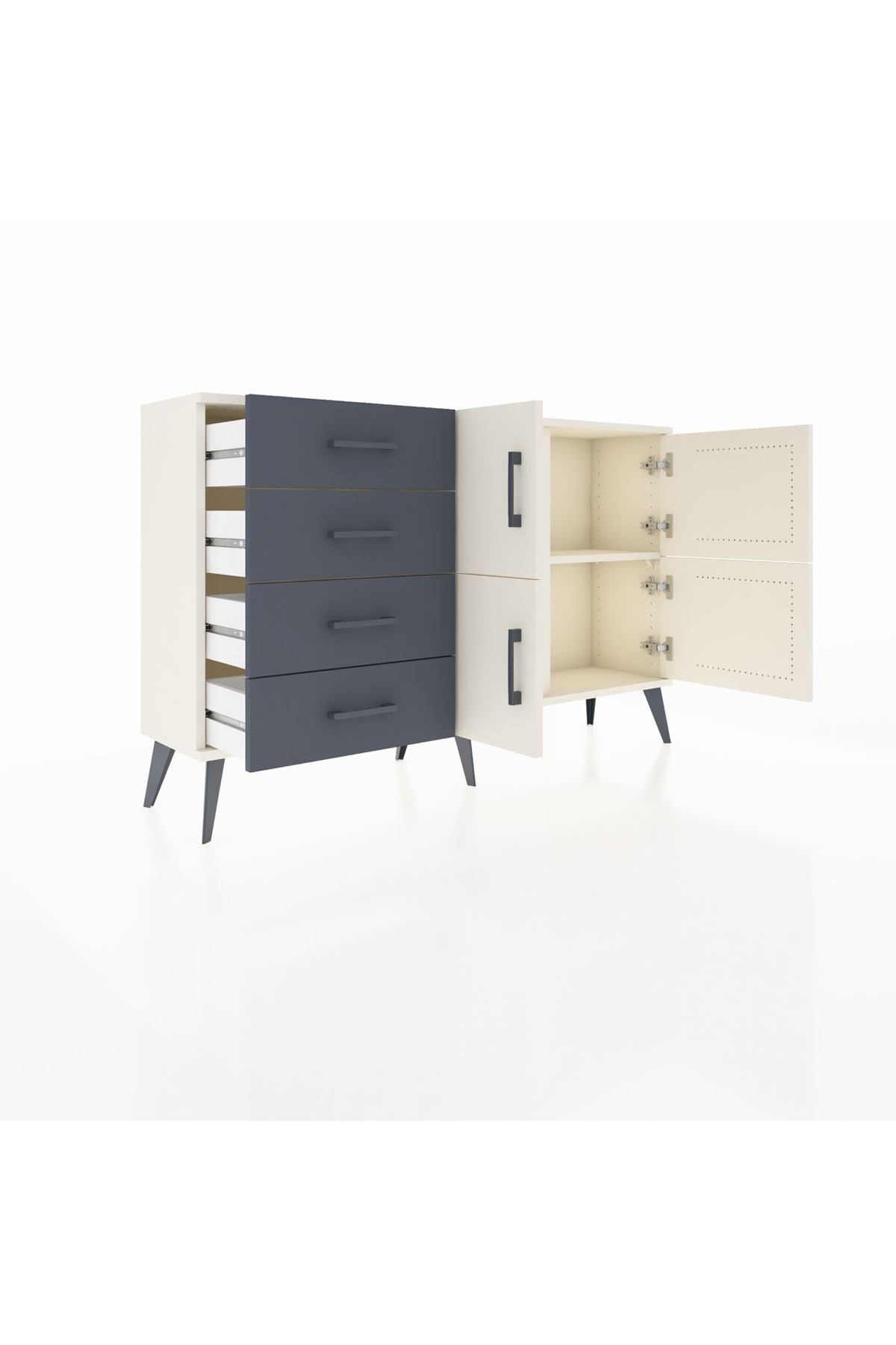 Arges Konsol 2 Raflı 4 Çekmeceli 4 Kapaklı 132x30x83 - S144M032V05A