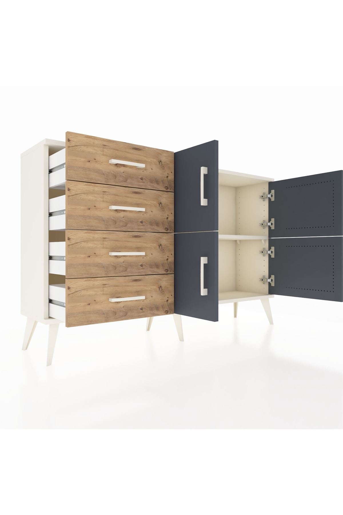 Arges Konsol 2 Raflı 4 Çekmeceli 4 Kapaklı 132x30x83 - S144M032V09A