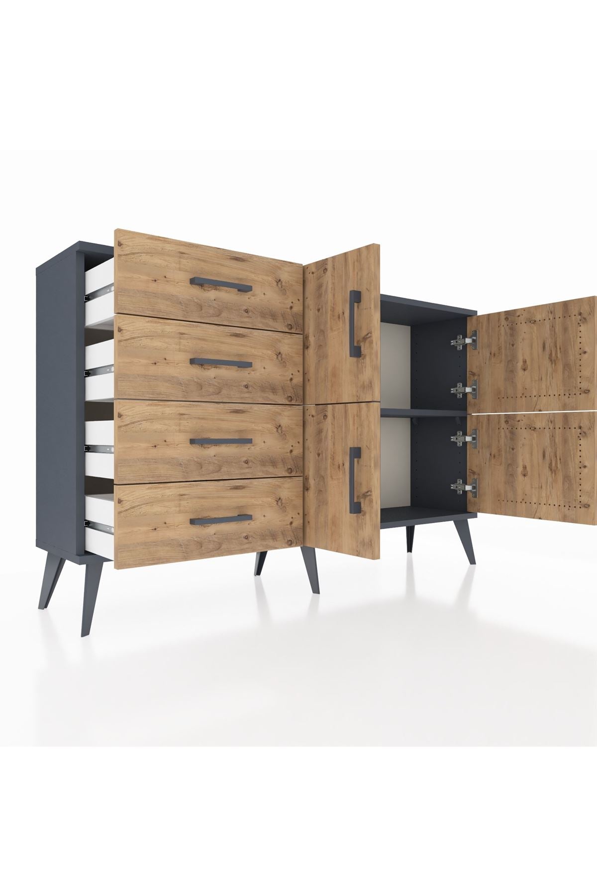 Arges Konsol 2 Raflı 4 Çekmeceli 4 Kapaklı 132x30x83 - S144M032V12A