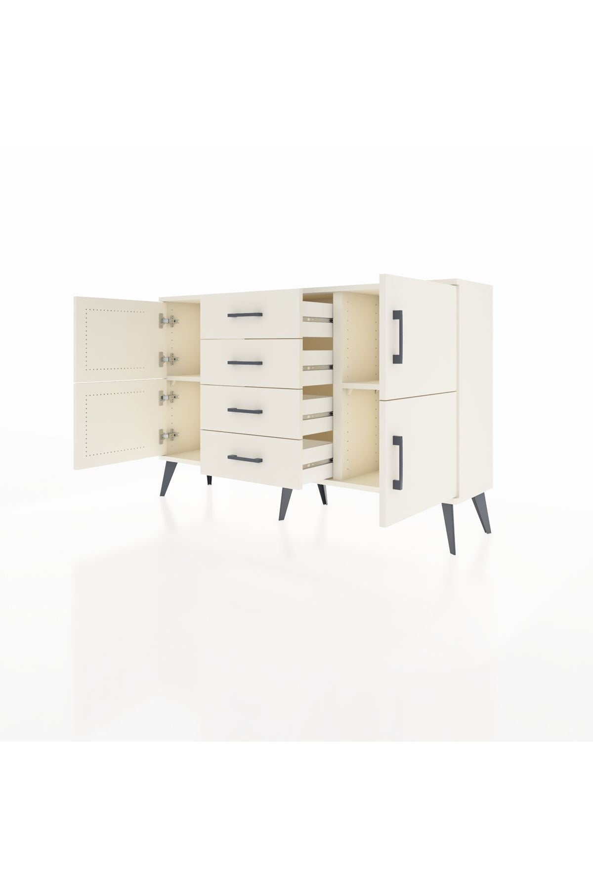 Arges Konsol 2 Raflı 4 Çekmeceli 4 Kapaklı 132x30x83 - S144M033V04A