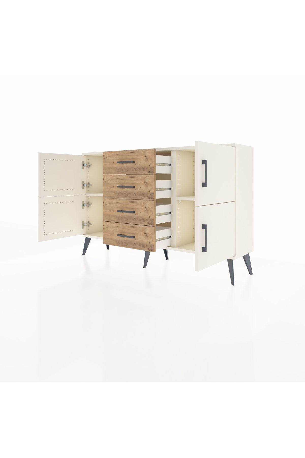 Arges Konsol 2 Raflı 4 Çekmeceli 4 Kapaklı 132x30x83 - S144M033V06A