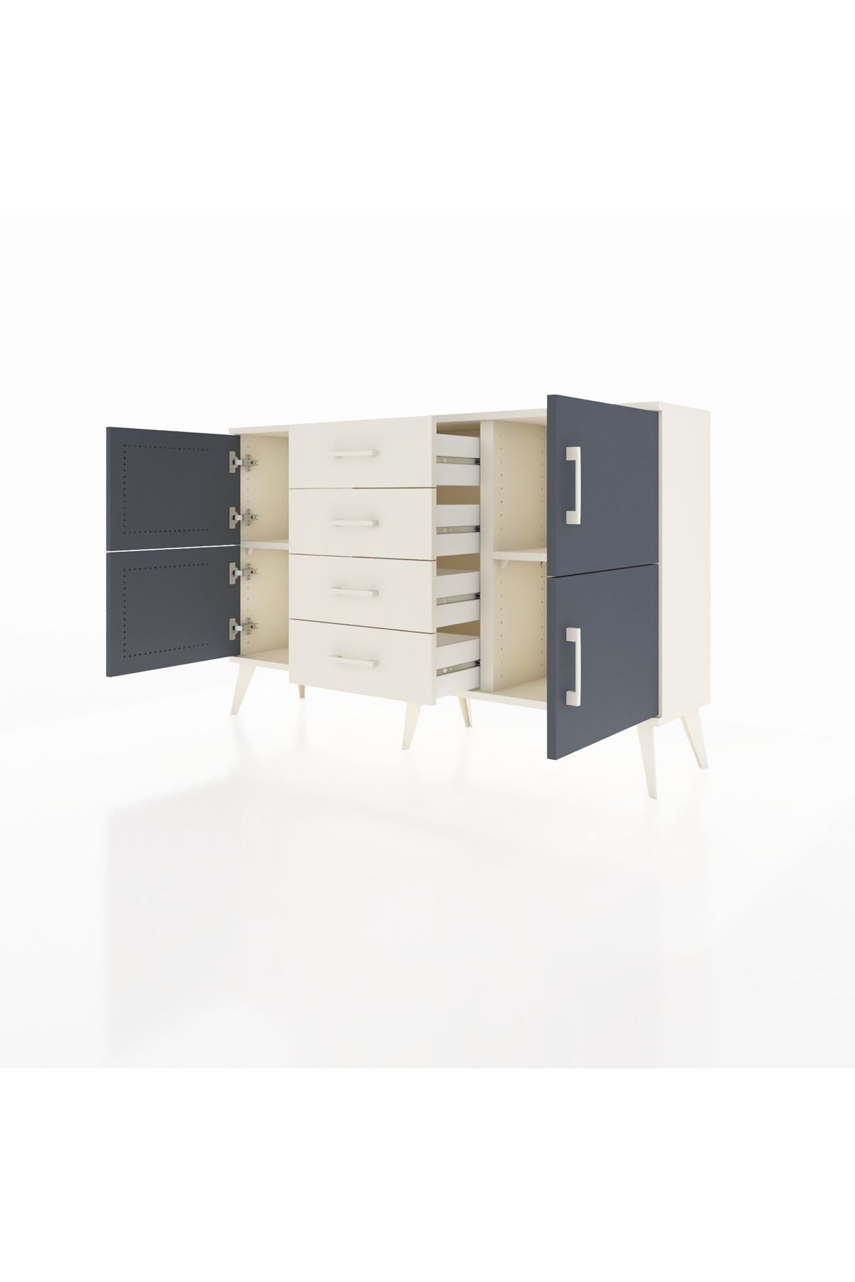 Arges Konsol 2 Raflı 4 Çekmeceli 4 Kapaklı 132x30x83 - S144M033V07A
