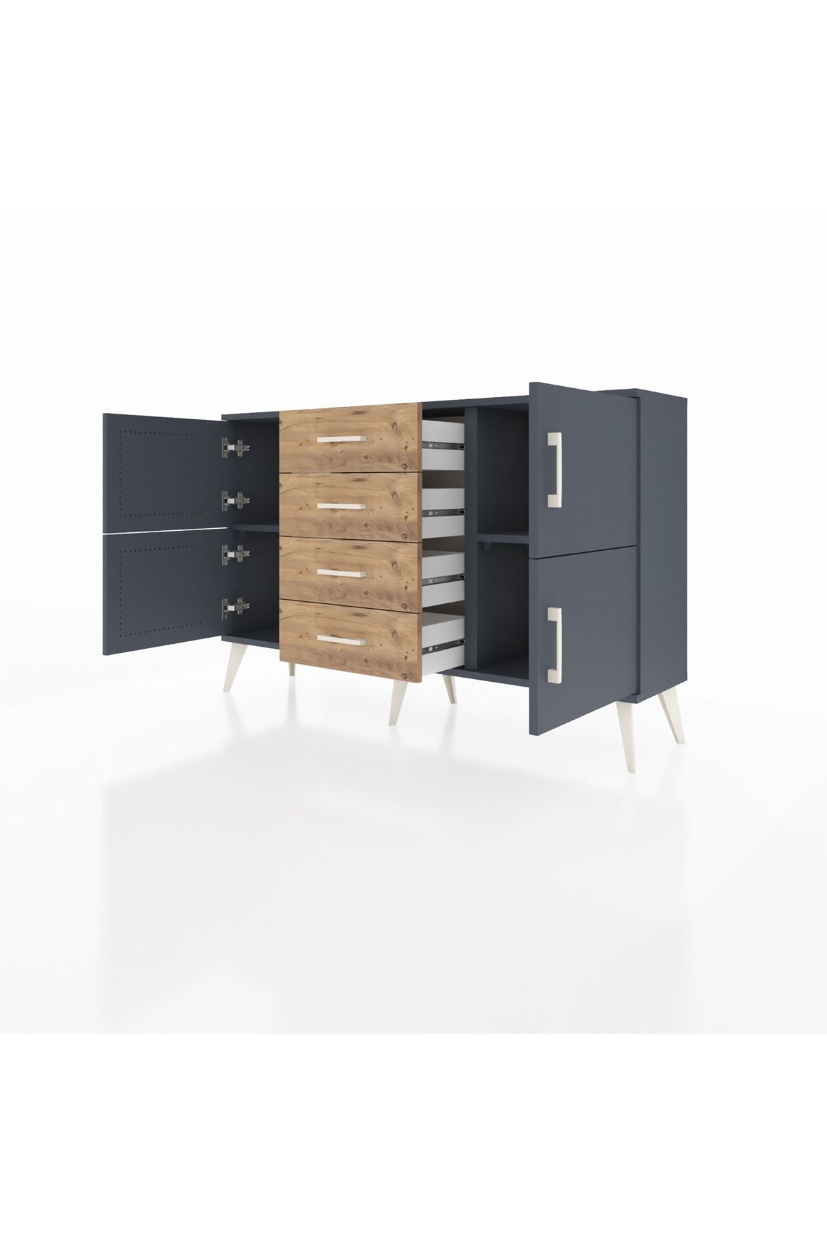 Arges Konsol 2 Raflı 4 Çekmeceli 4 Kapaklı 132x30x83 - S144M033V18A