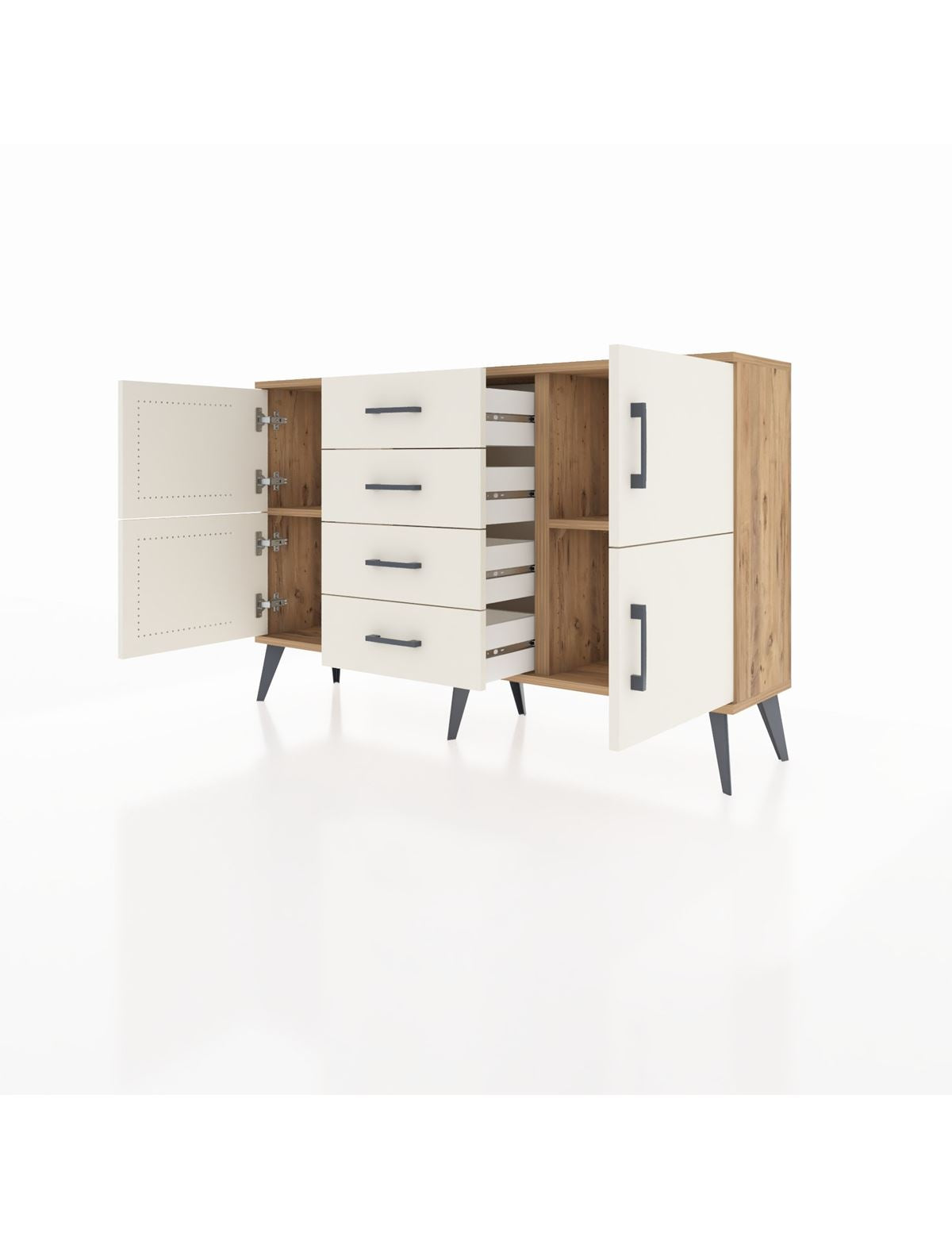 Arges Konsol 2 Raflı 4 Çekmeceli 4 Kapaklı 132x30x83 - S144M033V22A