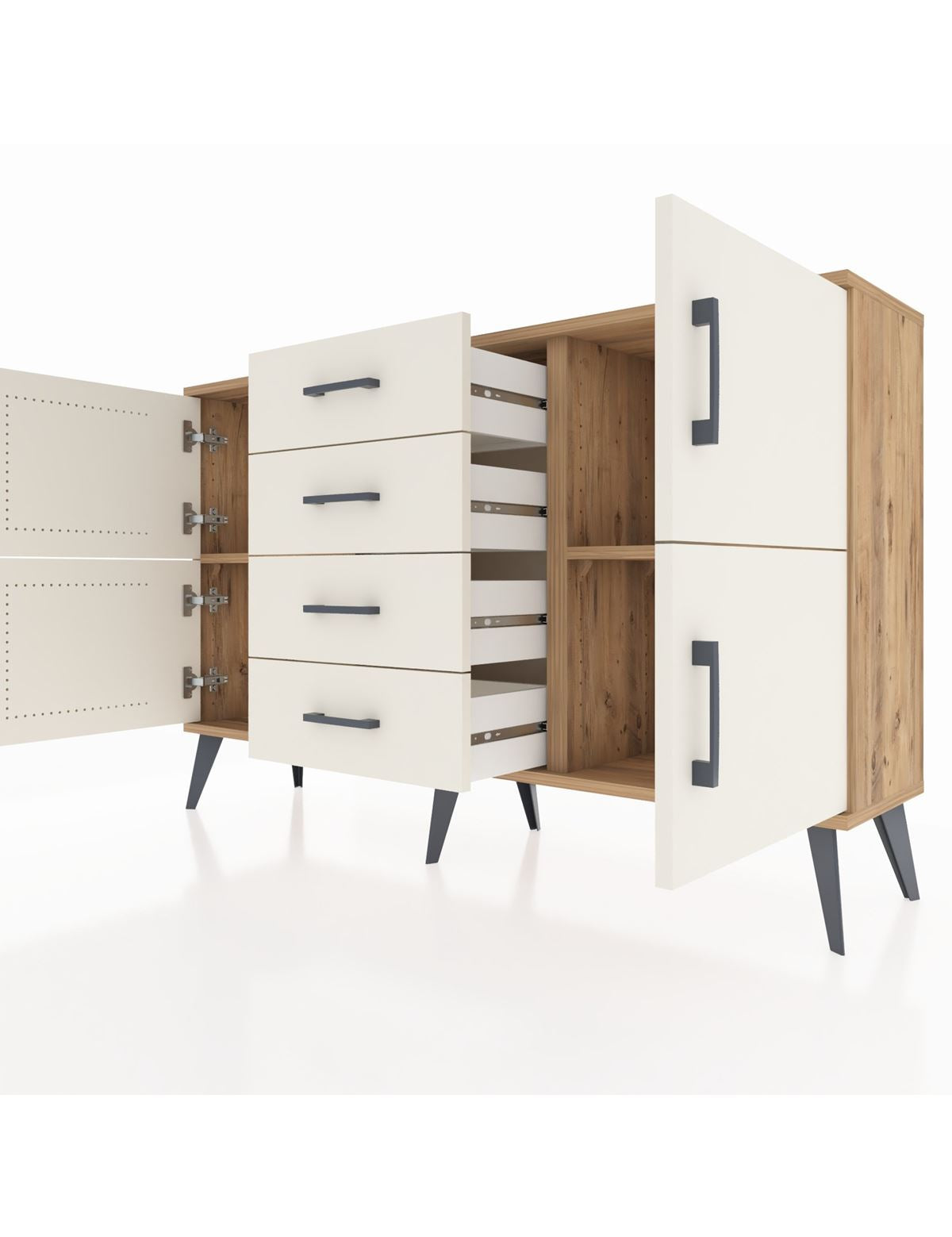 Arges Konsol 2 Raflı 4 Çekmeceli 4 Kapaklı 132x30x83 - S144M033V22A