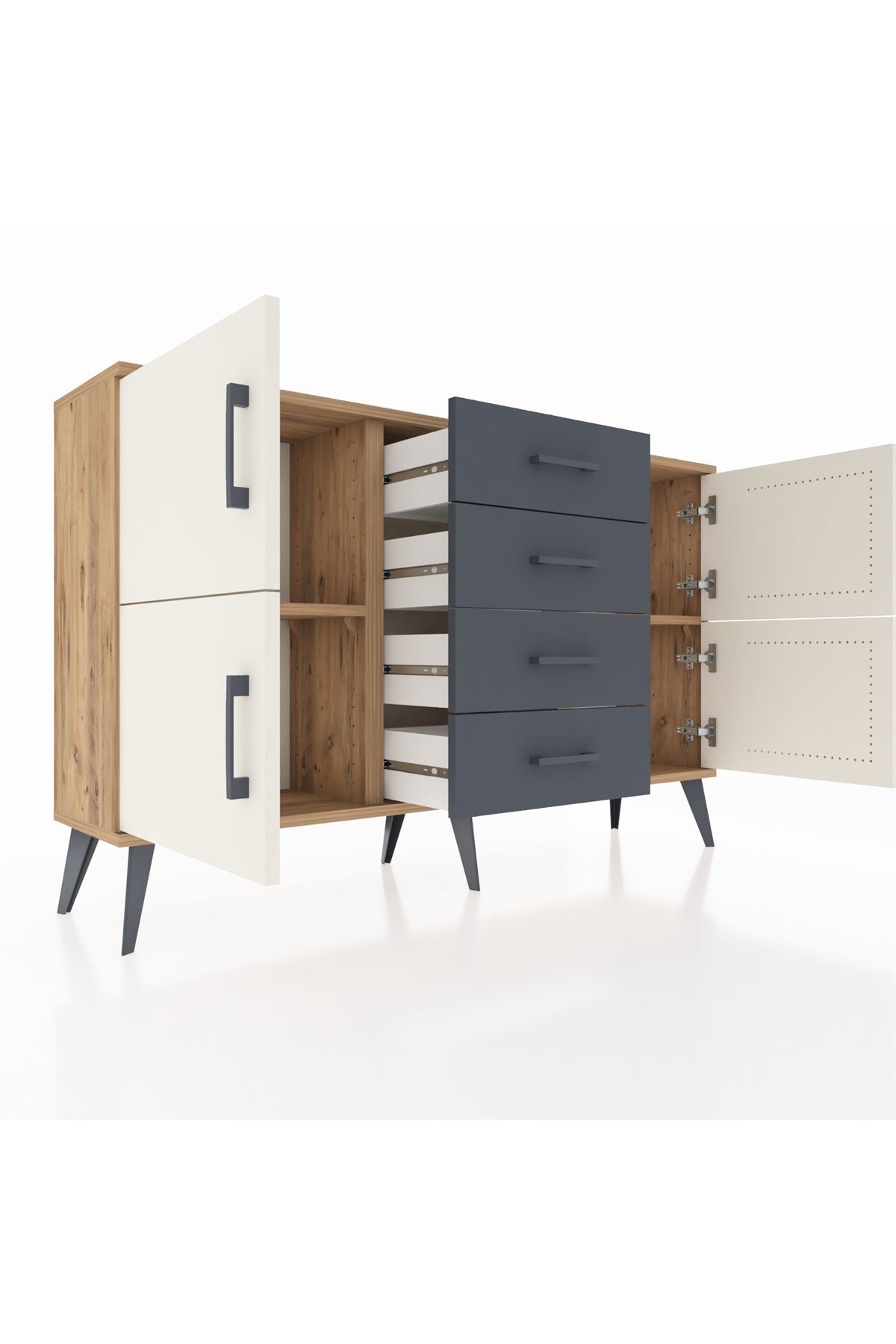 Arges Konsol 2 Raflı 4 Çekmeceli 4 Kapaklı 132x30x83 - S144M033V23A