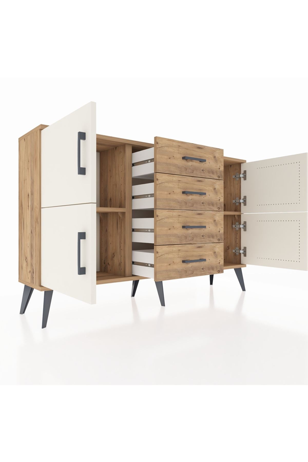 Arges Konsol 2 Raflı 4 Çekmeceli 4 Kapaklı 132x30x83 - S144M033V24A