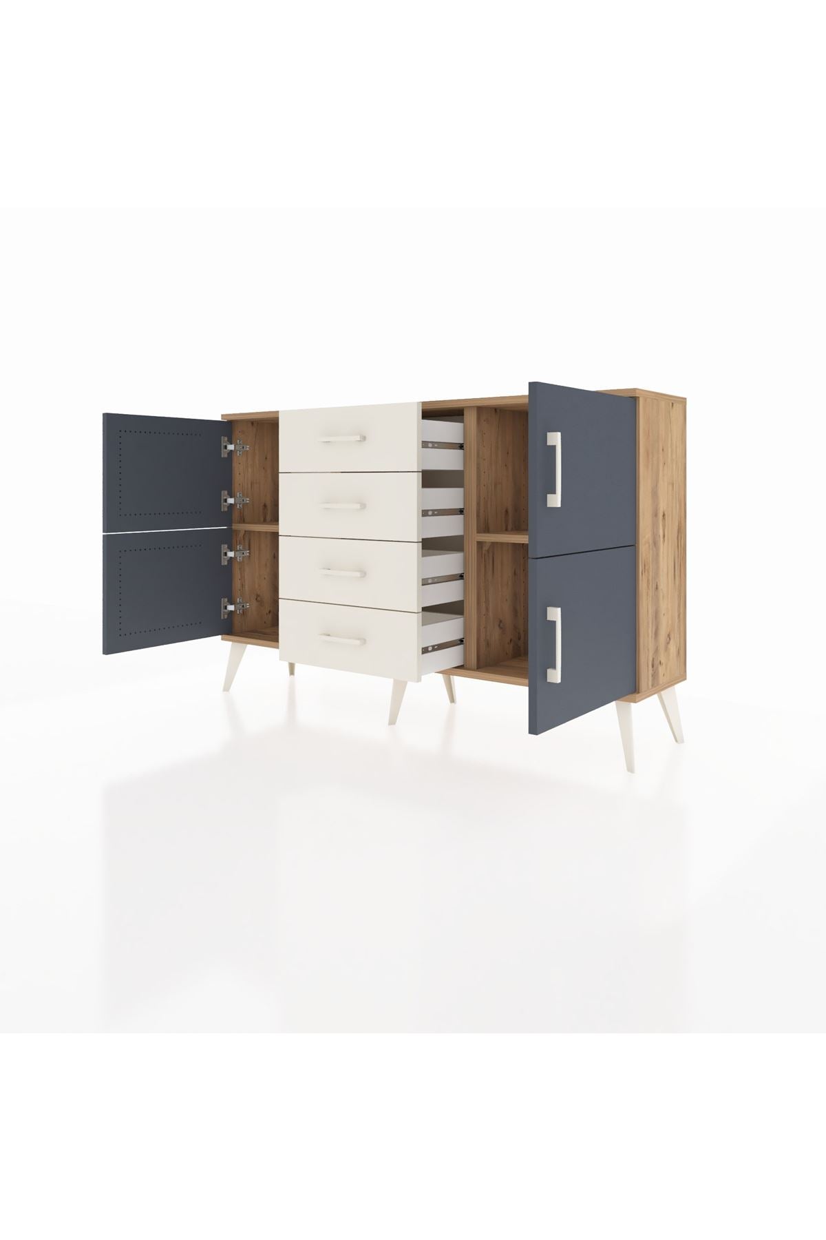 Arges Konsol 2 Raflı 4 Çekmeceli 4 Kapaklı 132x30x83 - S144M033V25A