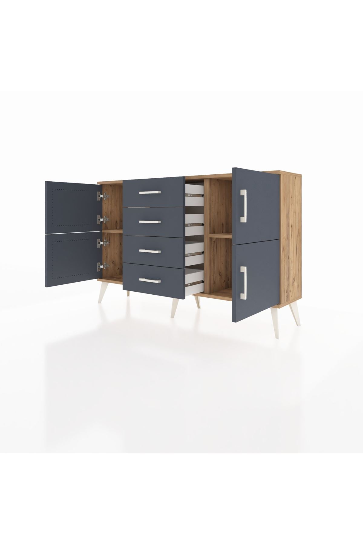 Arges Konsol 2 Raflı 4 Çekmeceli 4 Kapaklı 132x30x83 - S144M033V26A