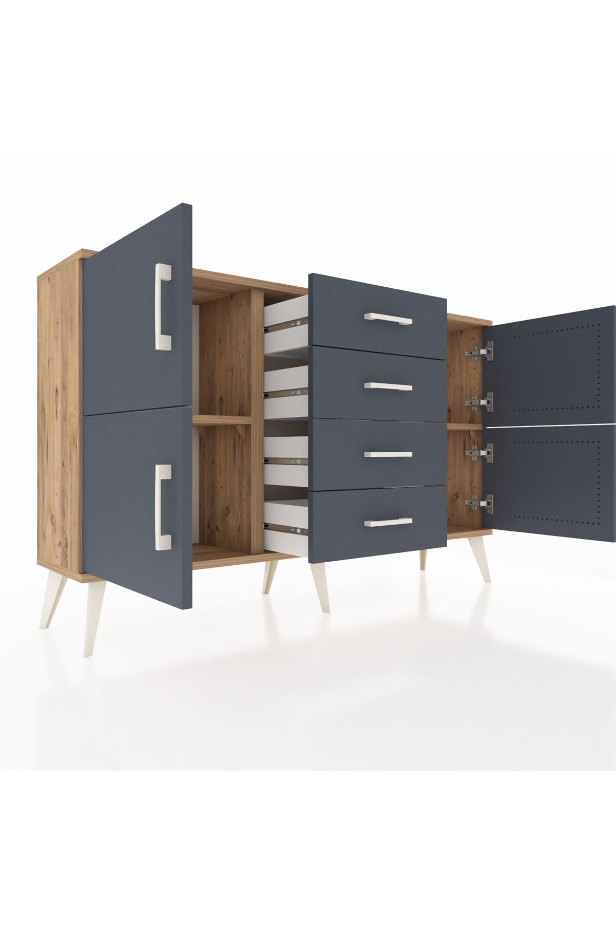 Arges Konsol 2 Raflı 4 Çekmeceli 4 Kapaklı 132x30x83 - S144M033V26A
