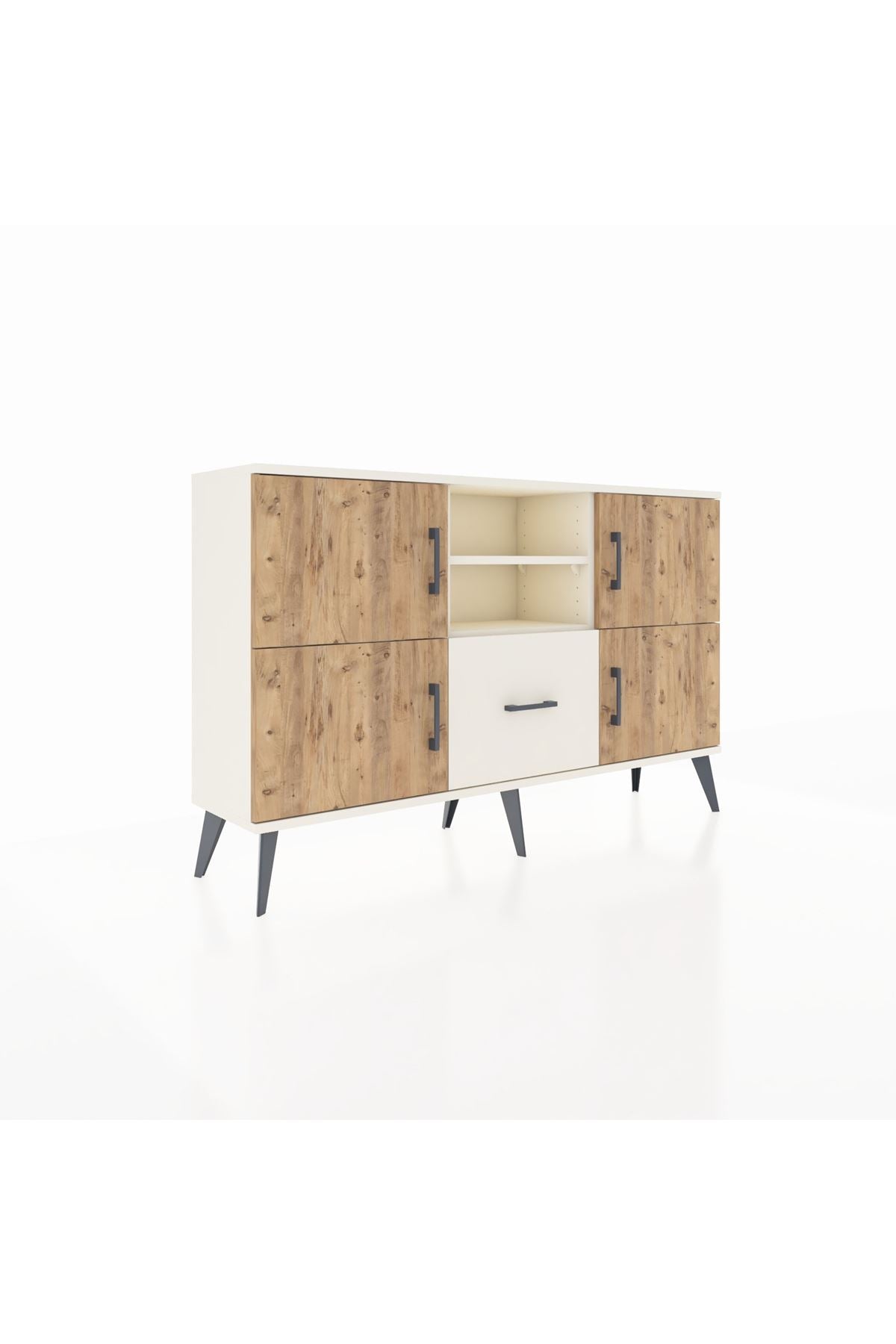 Arges Konsol 4 Raflı Tek Çekmeceli 4 Kapaklı 132x30x83 - S144M035V01A