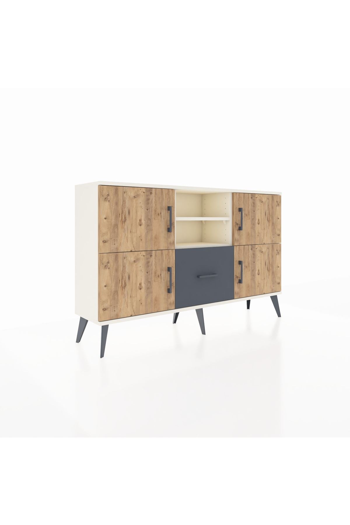 Arges Konsol 4 Raflı Tek Çekmeceli 4 Kapaklı 132x30x83 - S144M035V02A