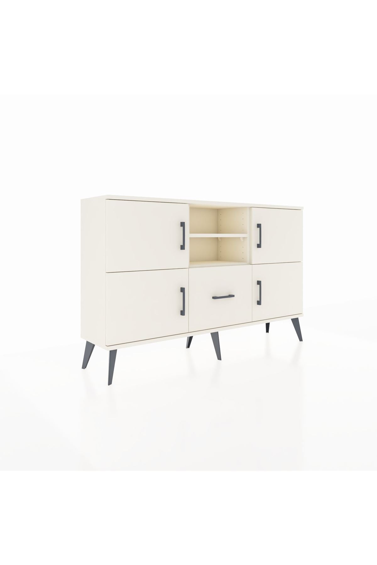 Arges Konsol 4 Raflı Tek Çekmeceli 4 Kapaklı 132x30x83 - S144M035V04A