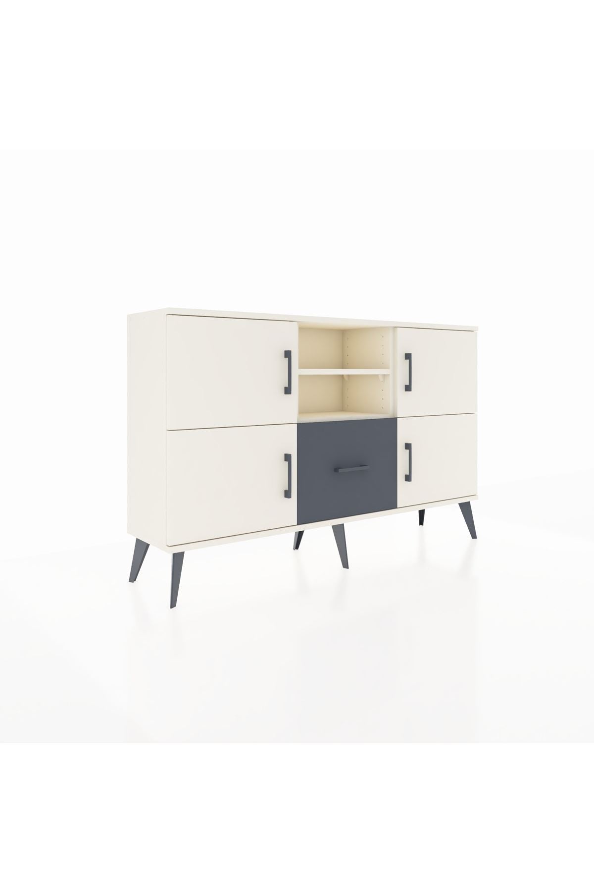 Arges Konsol 4 Raflı Tek Çekmeceli 4 Kapaklı 132x30x83 - S144M035V05A