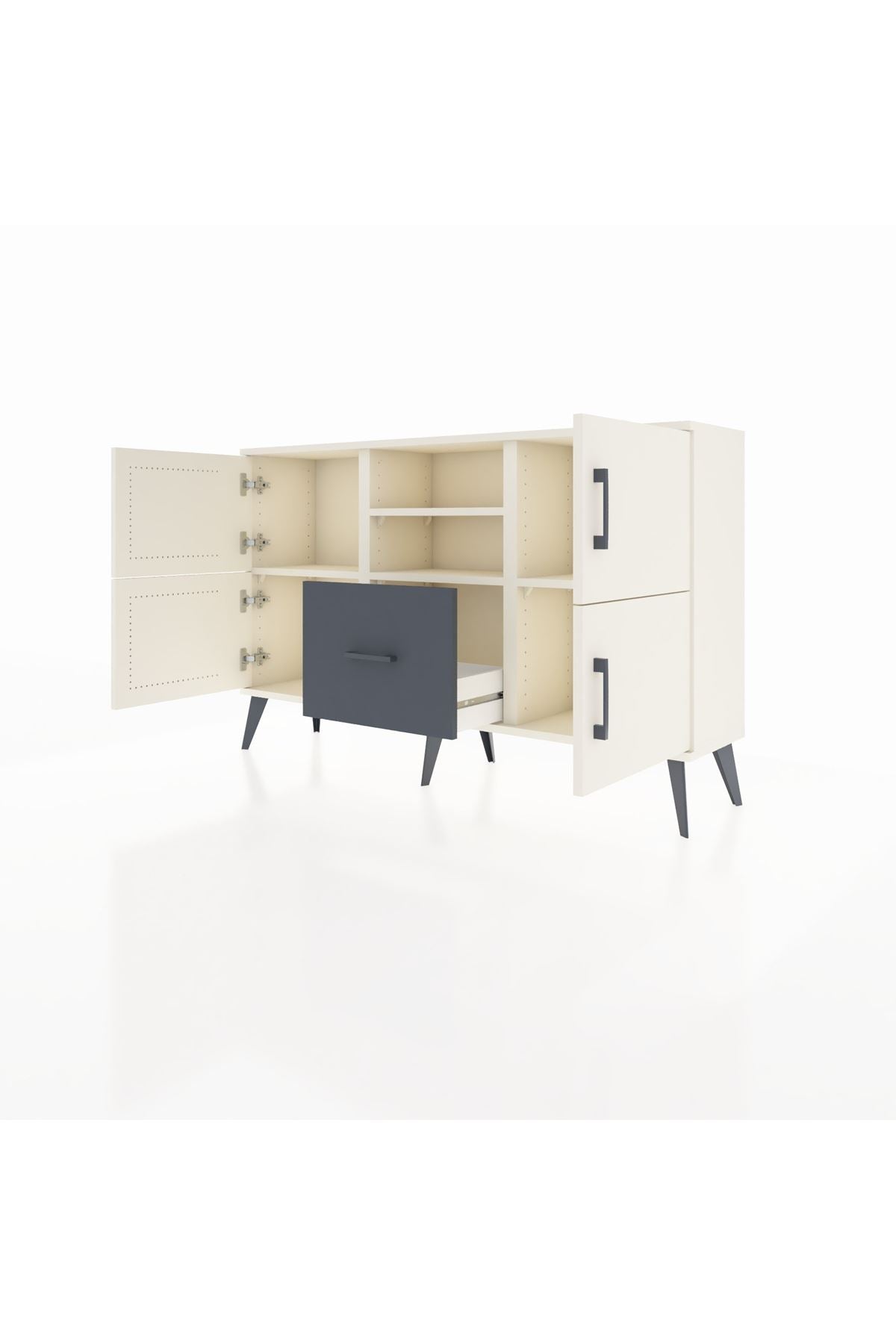 Arges Konsol 4 Raflı Tek Çekmeceli 4 Kapaklı 132x30x83 - S144M035V05A