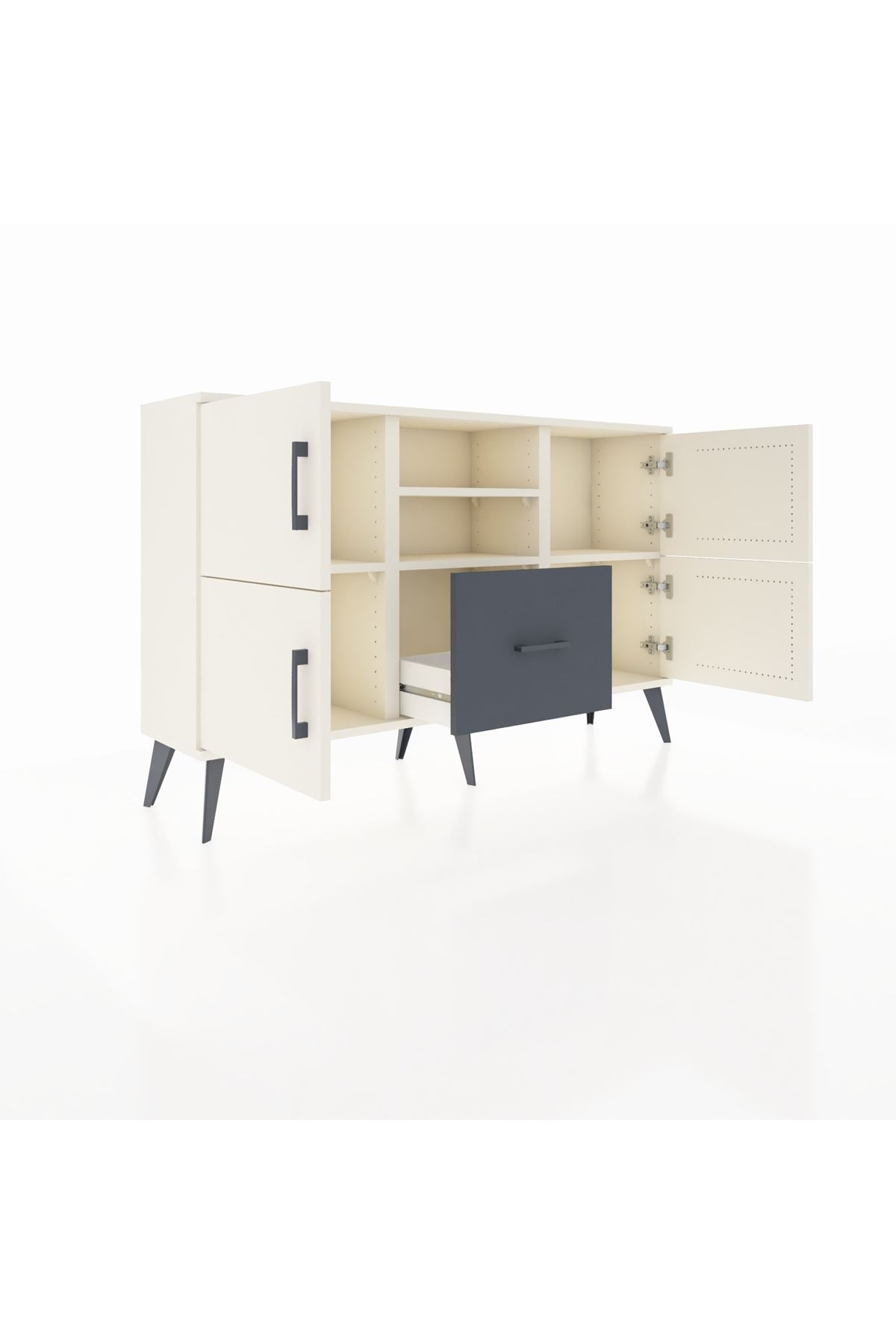 Arges Konsol 4 Raflı Tek Çekmeceli 4 Kapaklı 132x30x83 - S144M035V05A