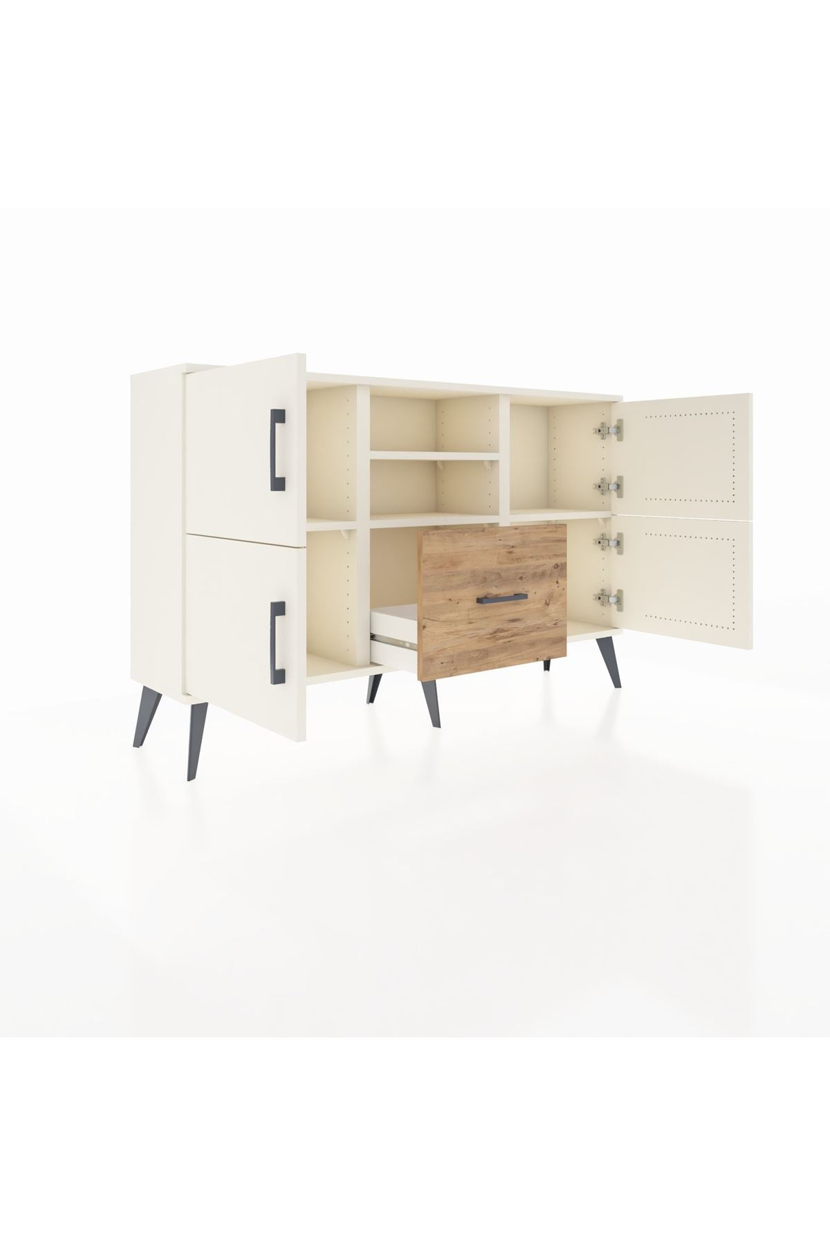 Arges Konsol 4 Raflı Tek Çekmeceli 4 Kapaklı 132x30x83 - S144M035V06A