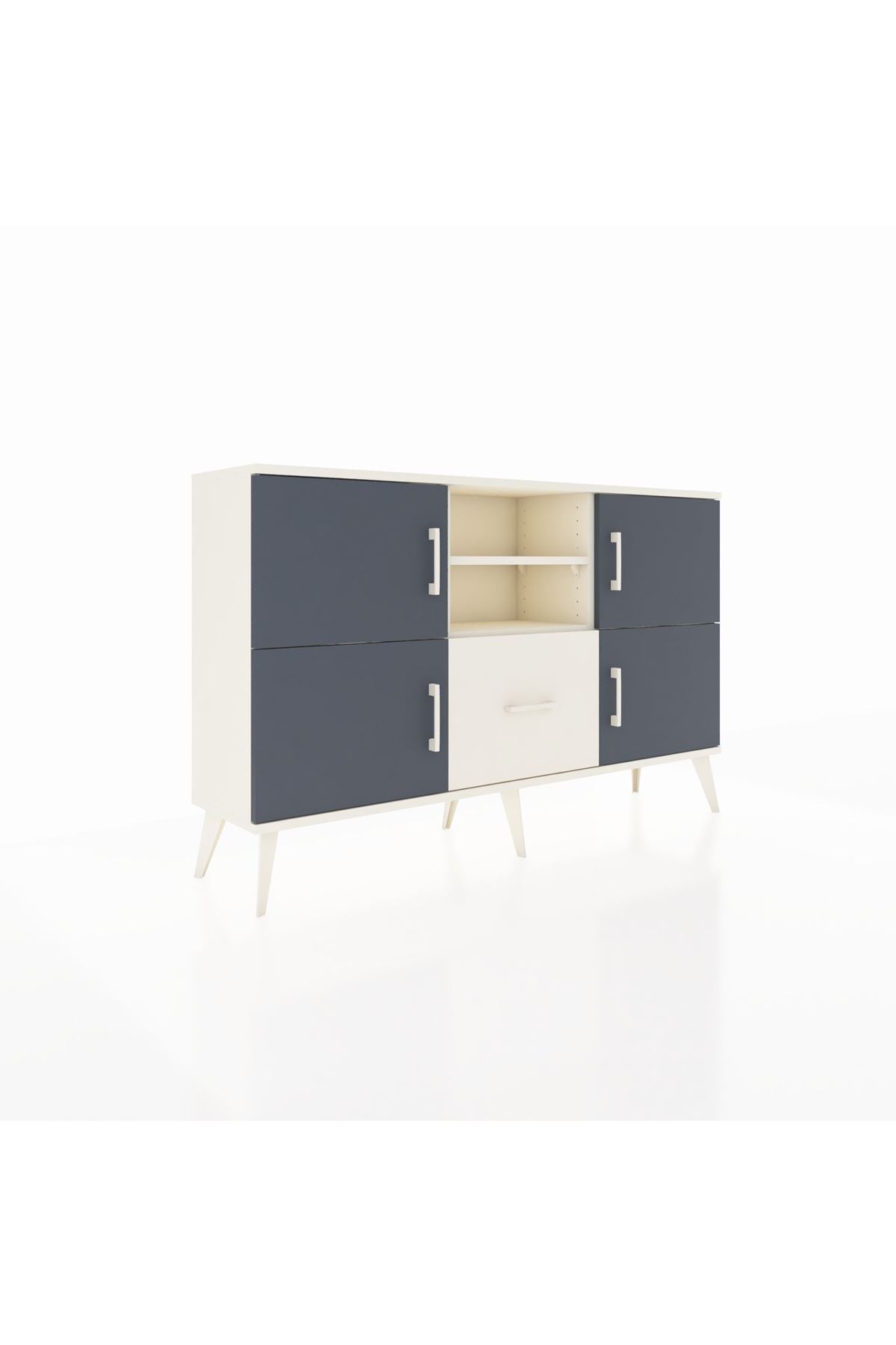 Arges Konsol 4 Raflı Tek Çekmeceli 4 Kapaklı 132x30x83 - S144M035V07A
