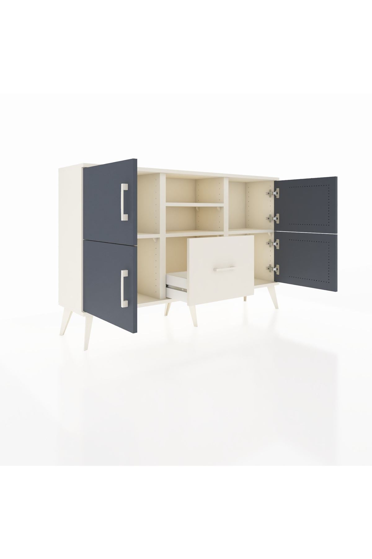 Arges Konsol 4 Raflı Tek Çekmeceli 4 Kapaklı 132x30x83 - S144M035V07A