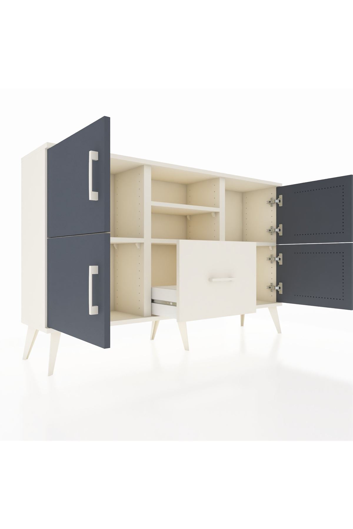 Arges Konsol 4 Raflı Tek Çekmeceli 4 Kapaklı 132x30x83 - S144M035V07A