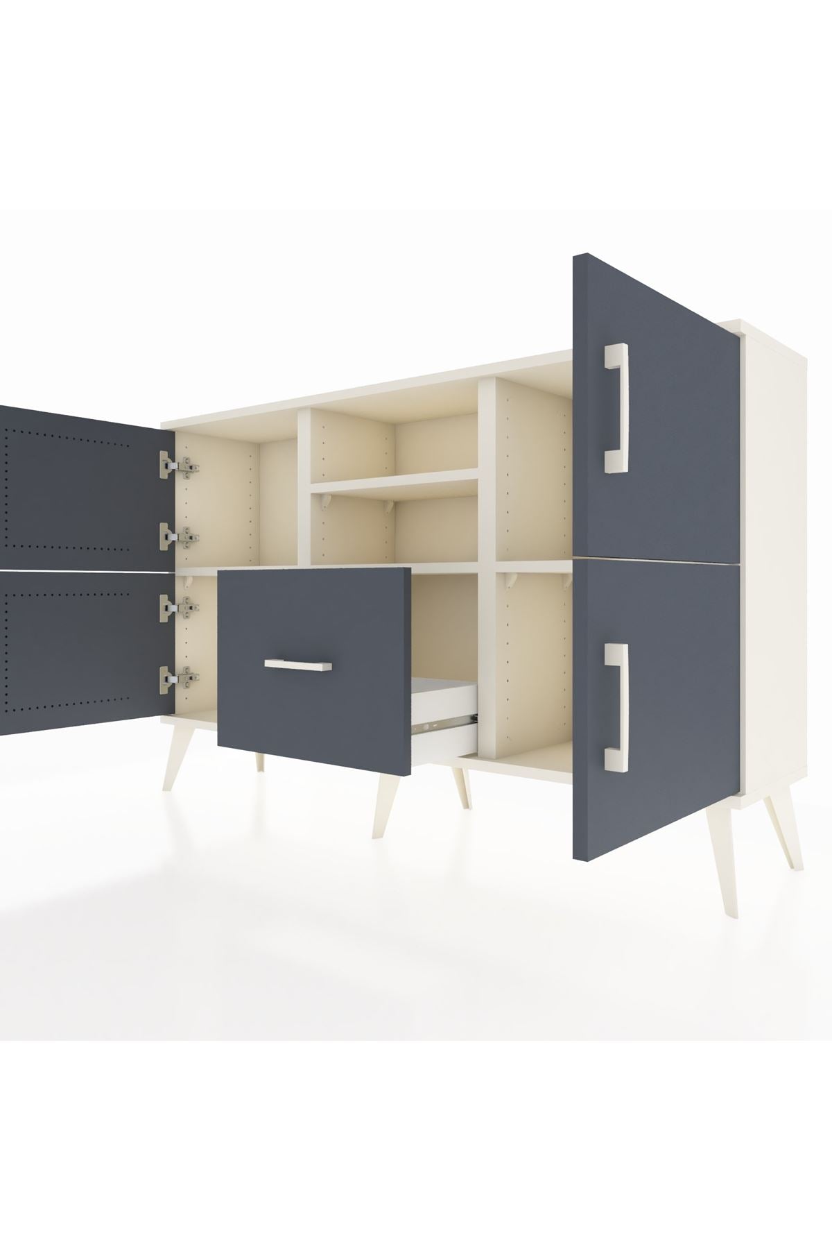 Arges Konsol 4 Raflı Tek Çekmeceli 4 Kapaklı 132x30x83 - S144M035V08A