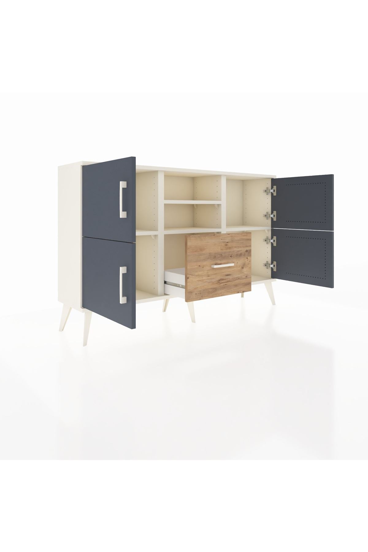 Arges Konsol 4 Raflı Tek Çekmeceli 4 Kapaklı 132x30x83 - S144M035V09A