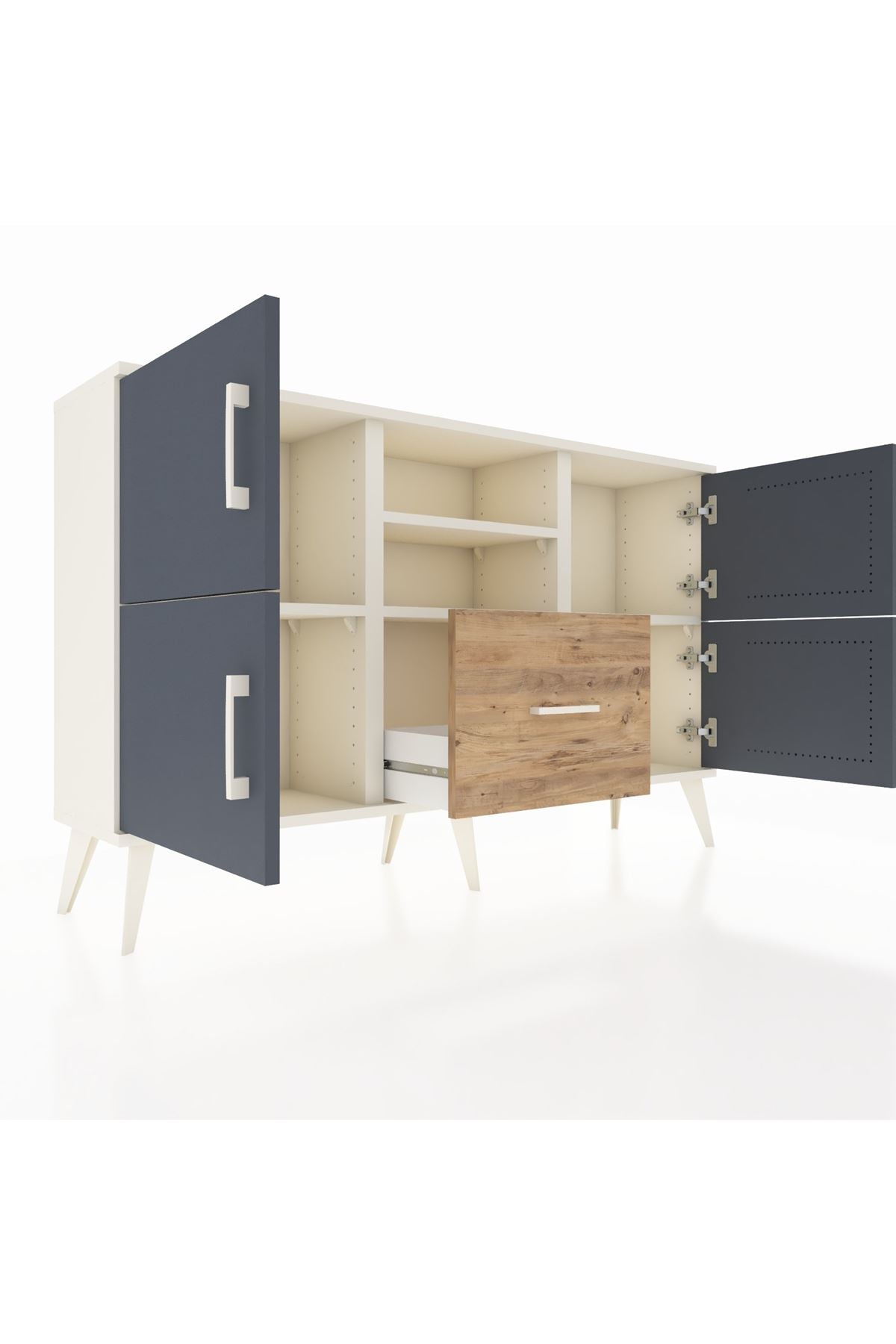 Arges Konsol 4 Raflı Tek Çekmeceli 4 Kapaklı 132x30x83 - S144M035V09A