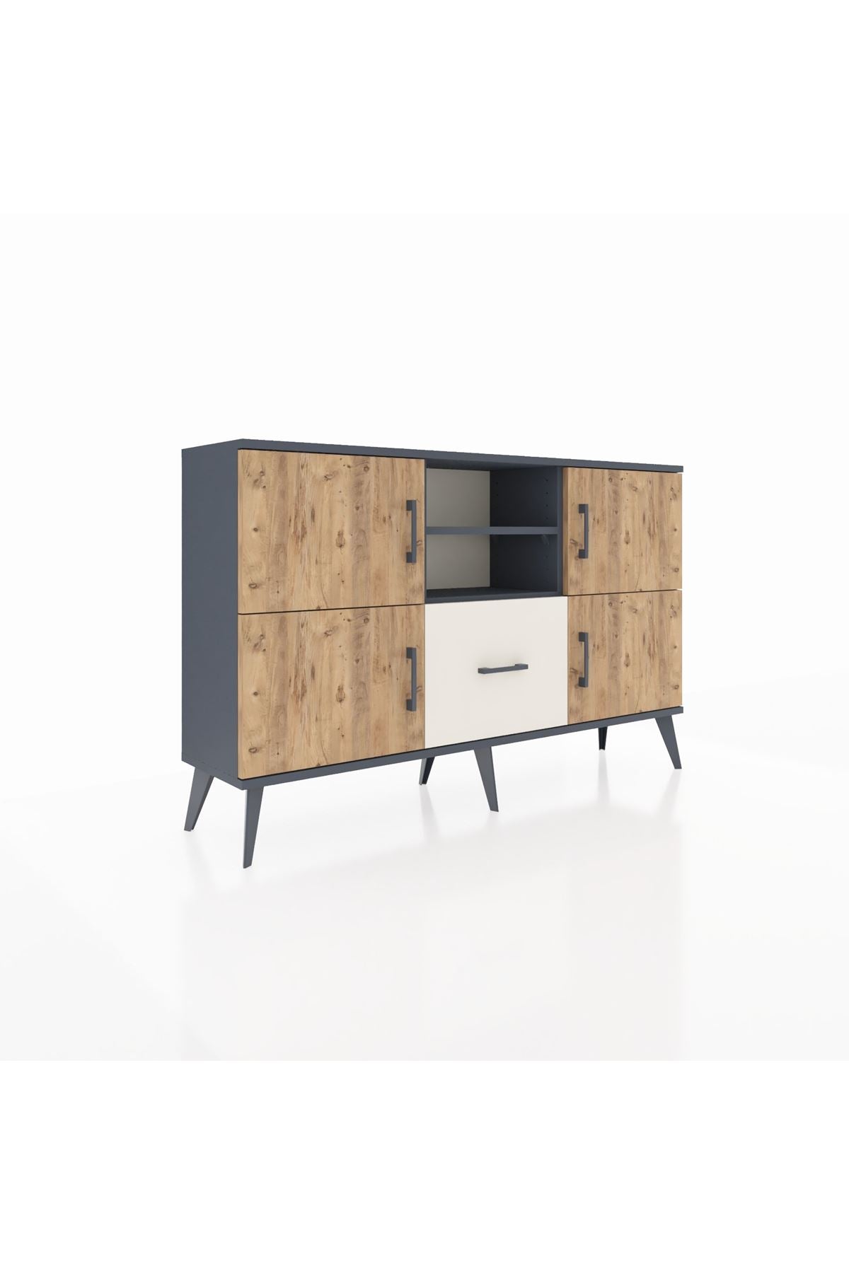 Arges Konsol 4 Raflı Tek Çekmeceli 4 Kapaklı 132x30x83 - S144M035V10A