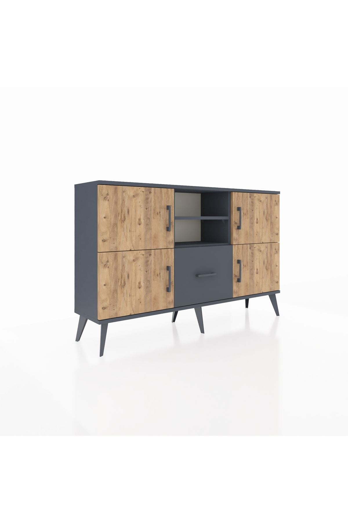 Arges Konsol 4 Raflı Tek Çekmeceli 4 Kapaklı 132x30x83 - S144M035V11A