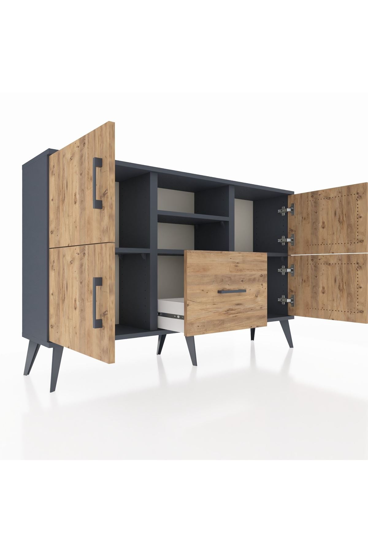Arges Konsol 4 Raflı Tek Çekmeceli 4 Kapaklı 132x30x83 - S144M035V12A
