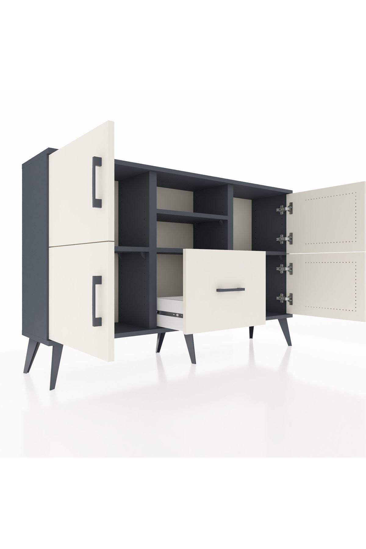 Arges Konsol 4 Raflı Tek Çekmeceli 4 Kapaklı 132x30x83 - S144M035V13A