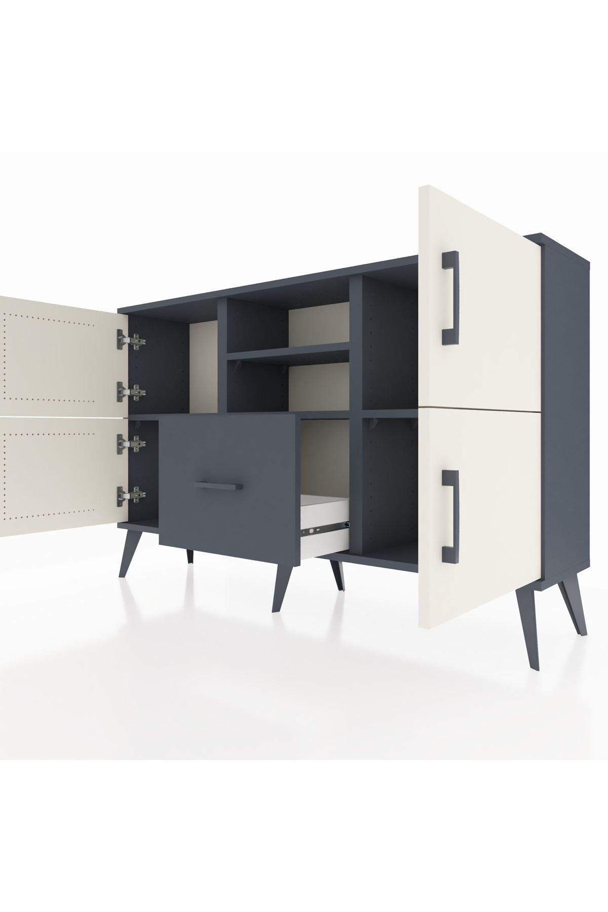 Arges Konsol 4 Raflı Tek Çekmeceli 4 Kapaklı 132x30x83 - S144M035V14A