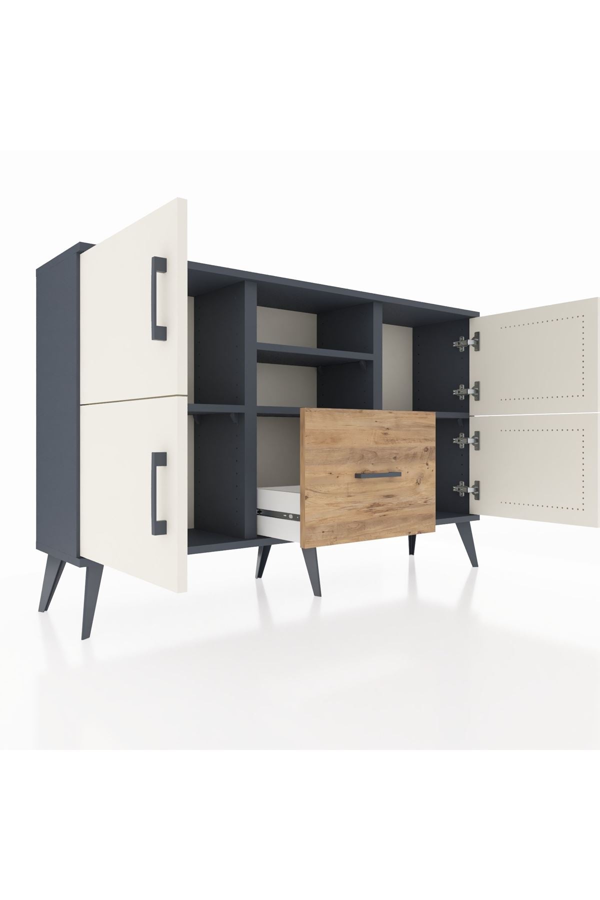 Arges Konsol 4 Raflı Tek Çekmeceli 4 Kapaklı 132x30x83 - S144M035V15A