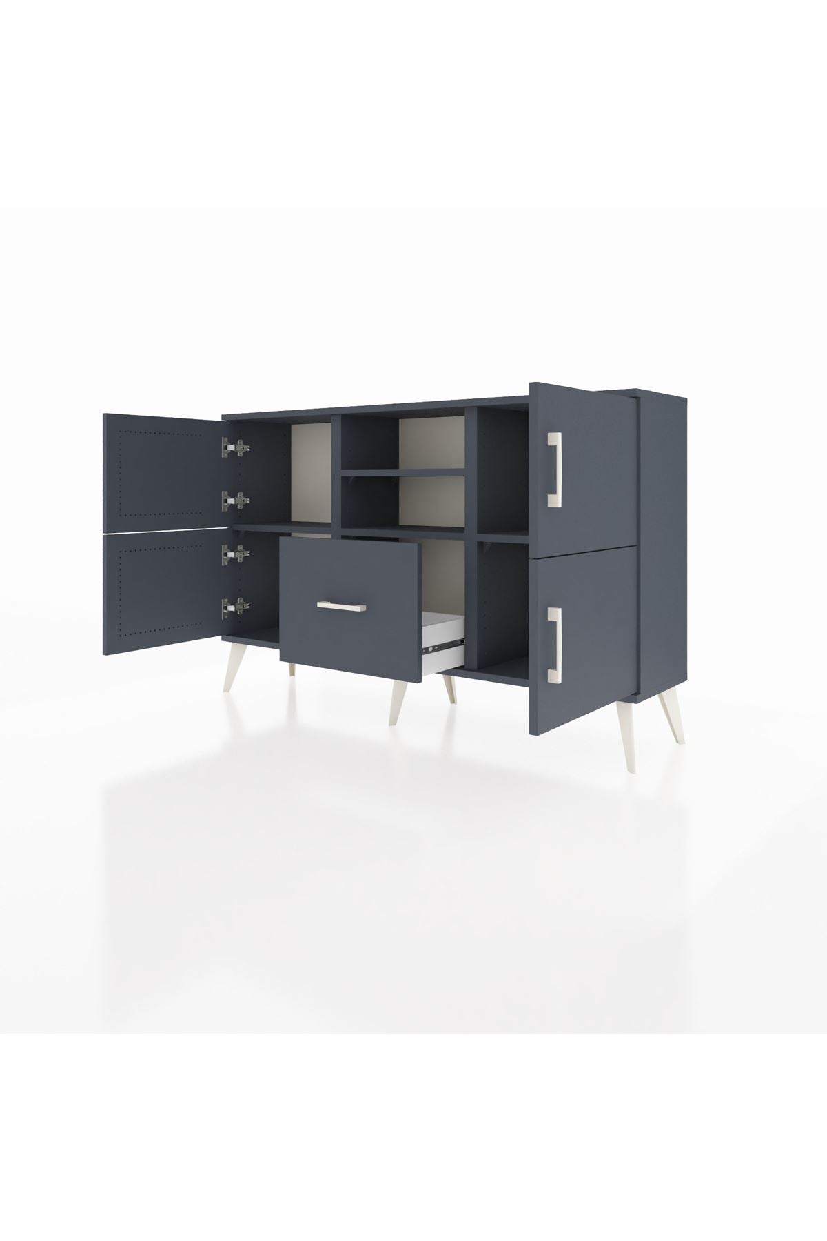Arges Konsol 4 Raflı Tek Çekmeceli 4 Kapaklı 132x30x83 - S144M035V17A