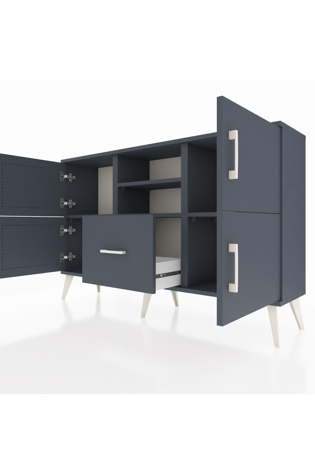 Arges Konsol 4 Raflı Tek Çekmeceli 4 Kapaklı 132x30x83 - S144M035V17A