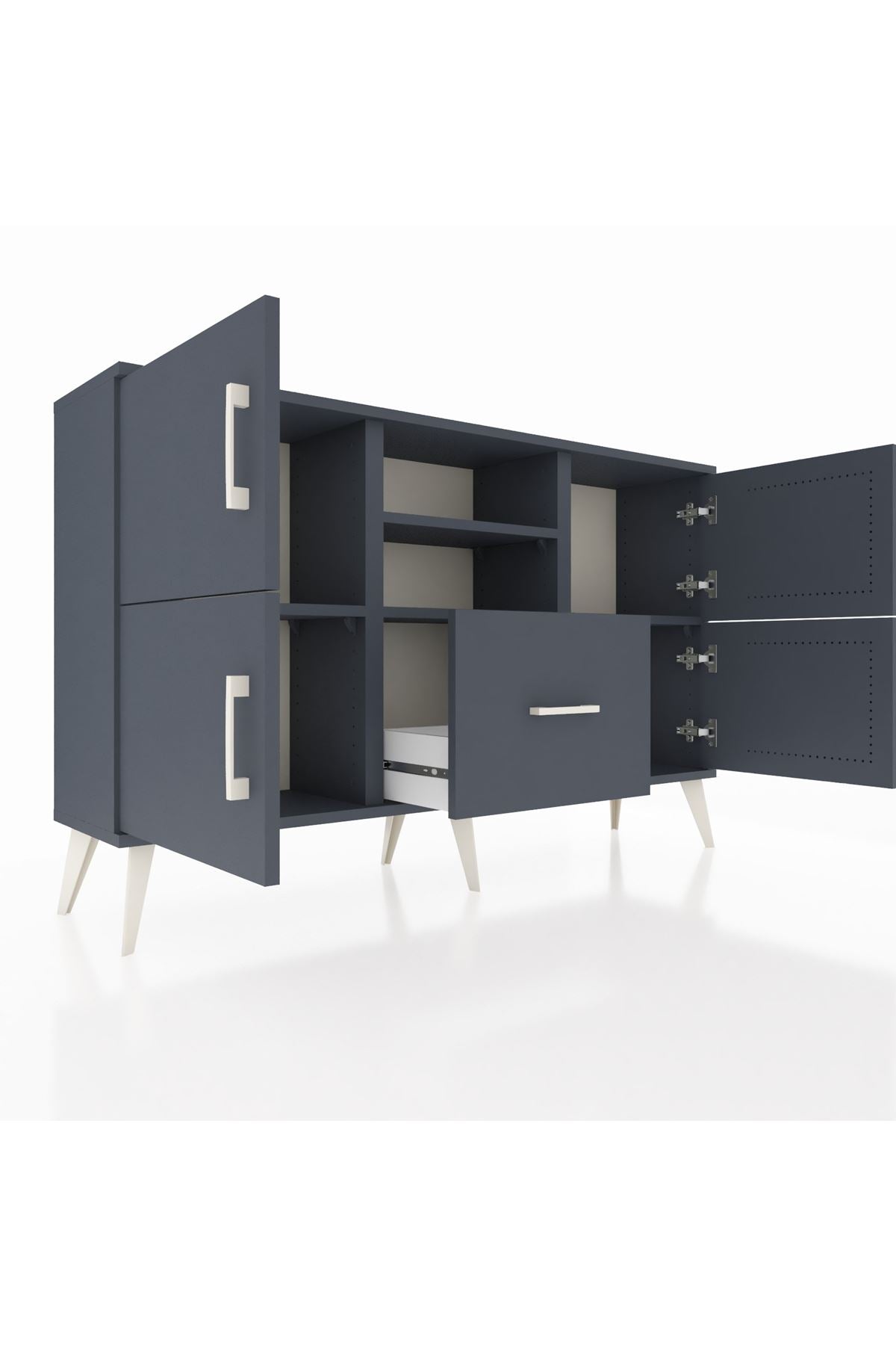 Arges Konsol 4 Raflı Tek Çekmeceli 4 Kapaklı 132x30x83 - S144M035V17A