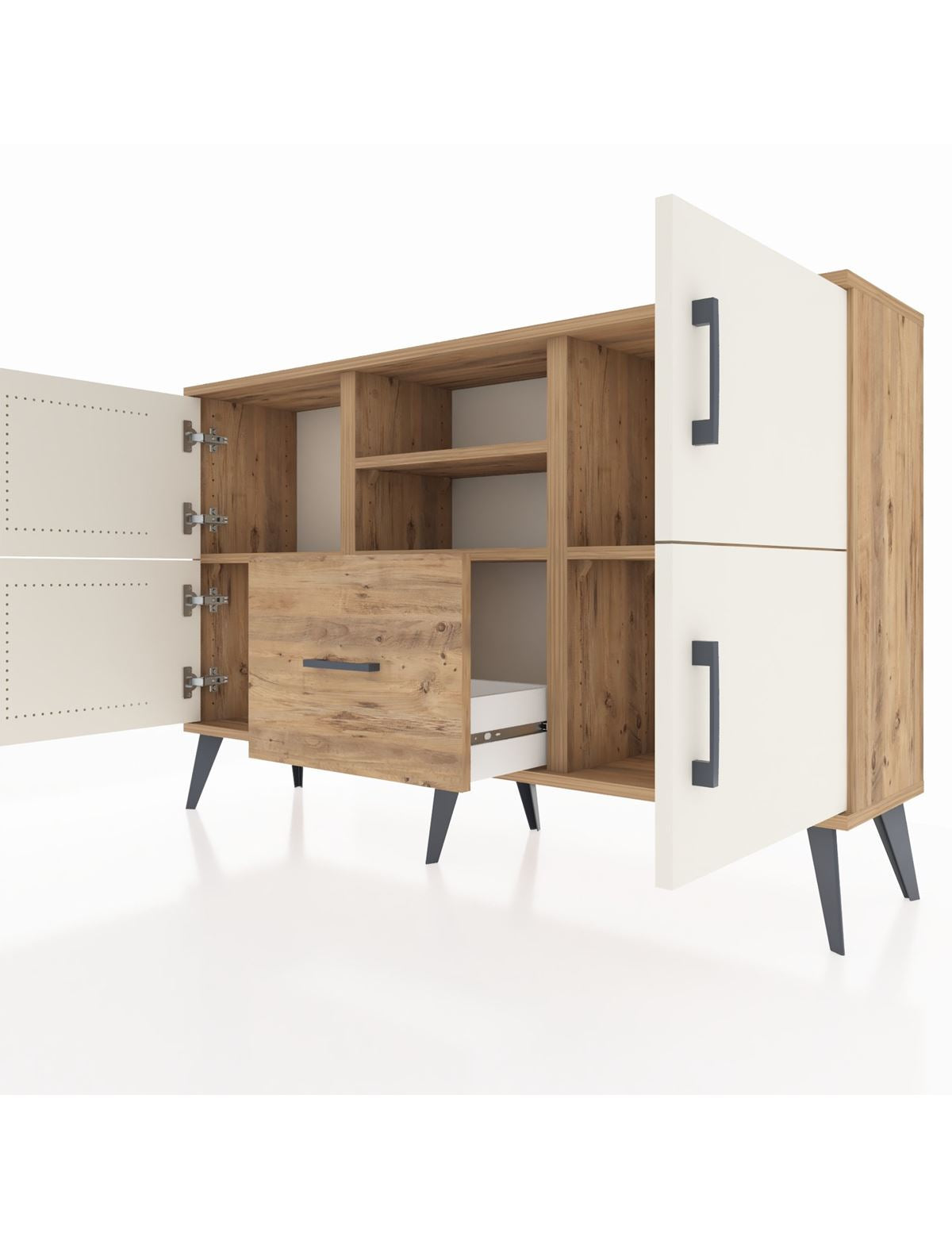 Arges Konsol 4 Raflı Tek Çekmeceli 4 Kapaklı 132x30x83 - S144M035V24A