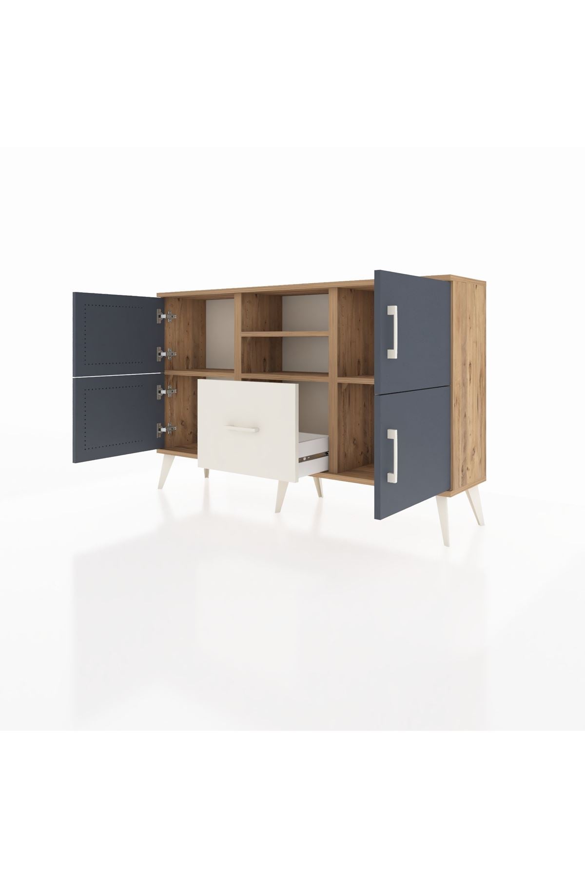 Arges Konsol 4 Raflı Tek Çekmeceli 4 Kapaklı 132x30x83 - S144M035V25A