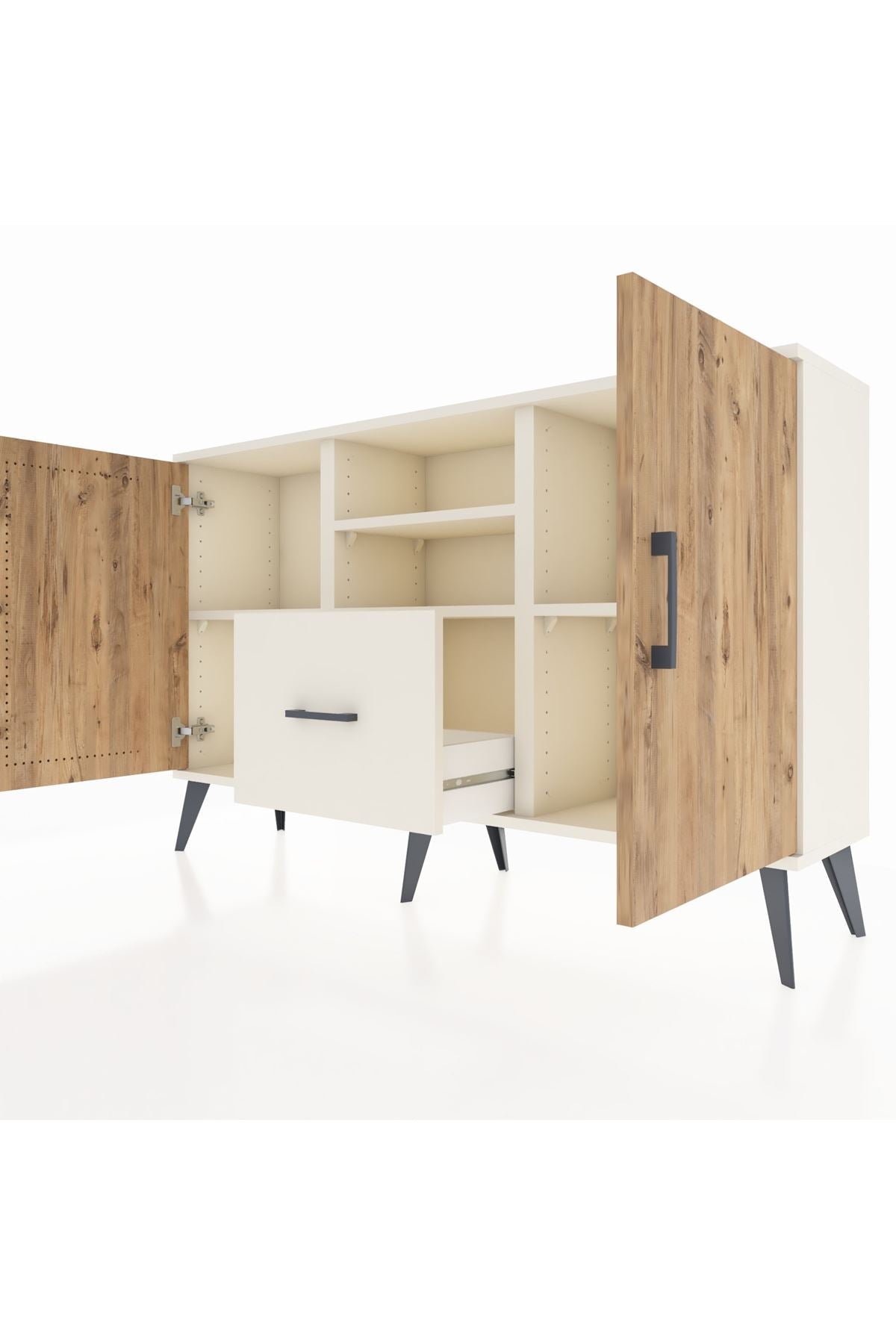 Arges Konsol 4 Raflı Tek Çekmeceli 2 Kapaklı 132x30x83 - S144M036V01A